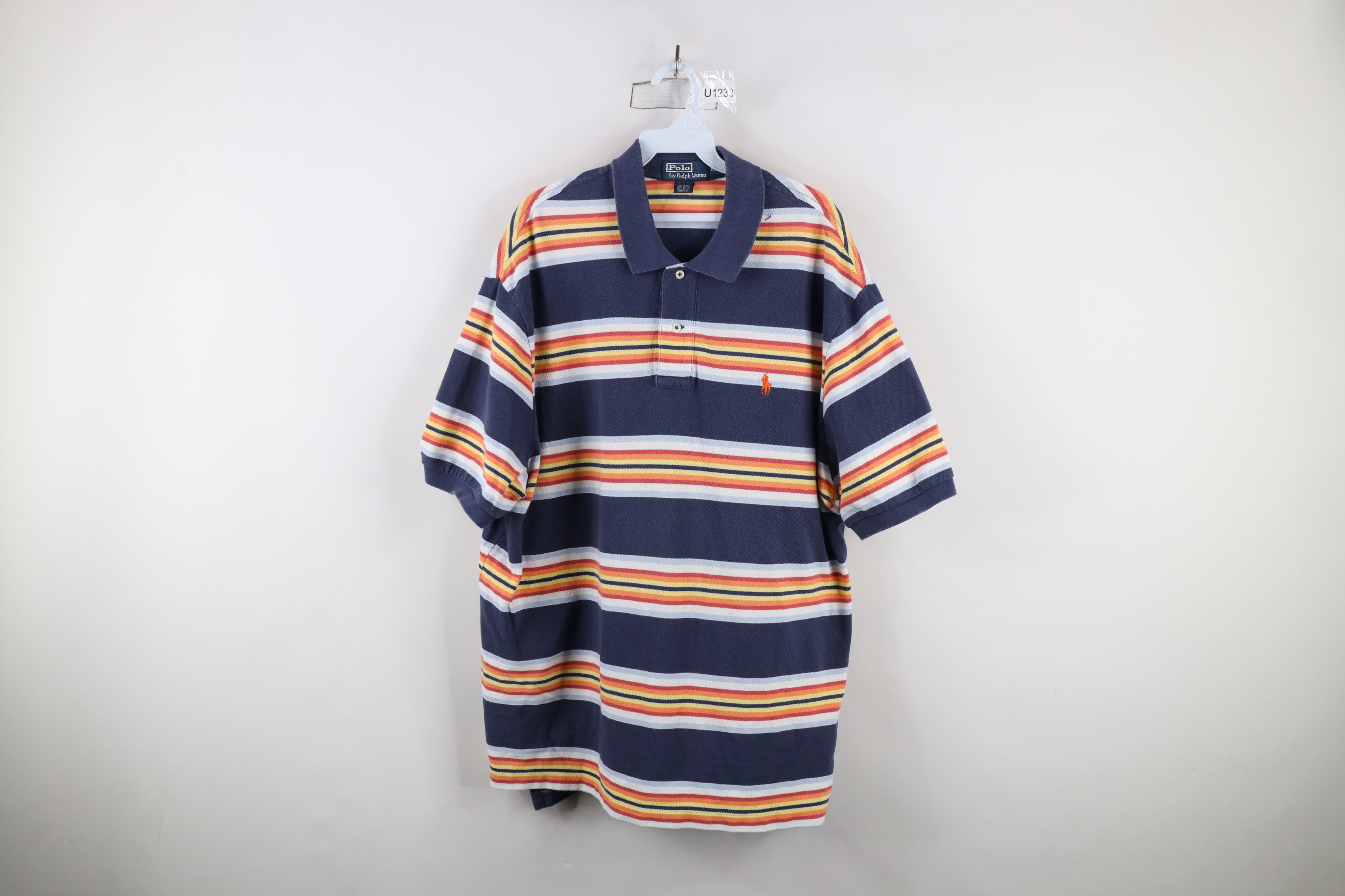 Polo Ralph Lauren Vintage 90s Ralph Lauren Rainbow Striped Collared Polo Shirt Size US XXL / EU 58 / 5 - 1 Thumbnail