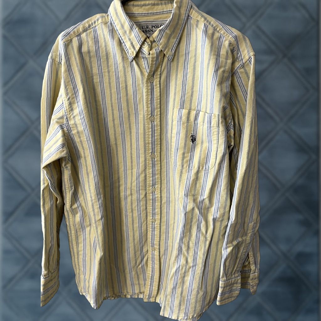 Vintage US Polo Assn. Button Down Shirt Men Medium Yellow Striped Classic Casual Long Sleeve Size US M / EU 48-50 / 2 - 1 Thumbnail