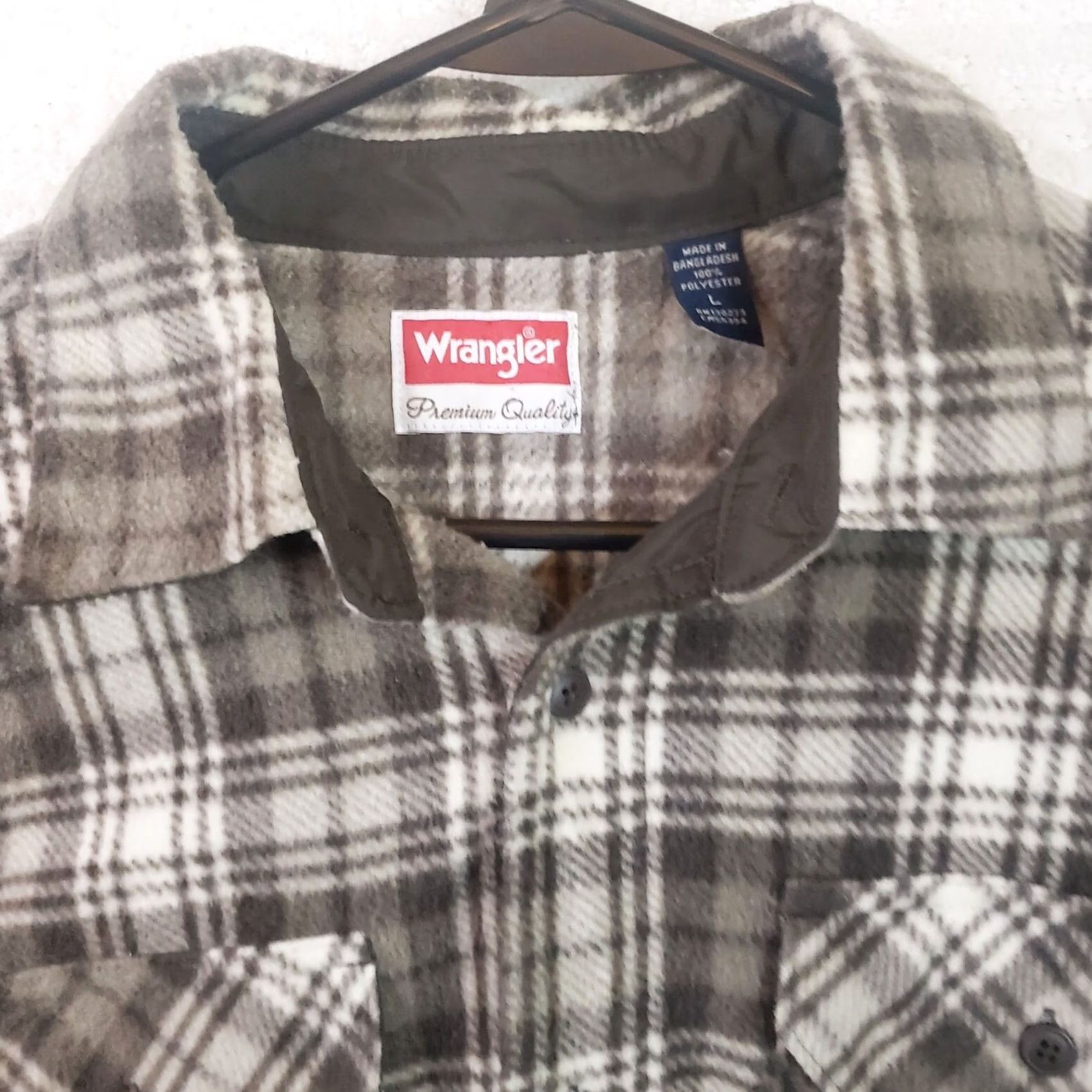 Wrangler Wrangler Shirt Mens Large Brown Plaid Fleece Flannel Button Up Shacket Size US L / EU 52-54 / 3 - 6 Thumbnail