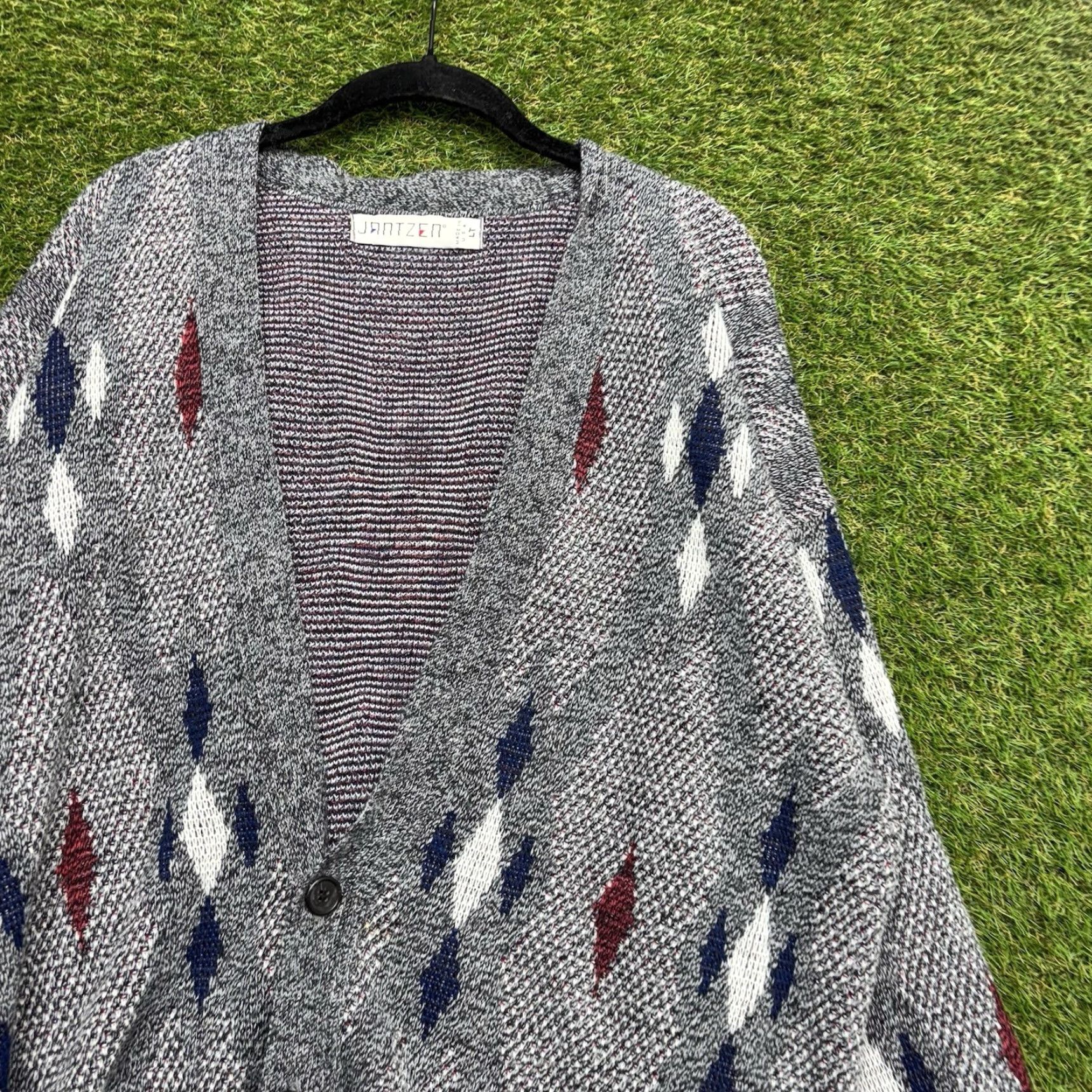 Jantzen VINTAGE Jantzen Cardigan Sweater Mens LT Gray Knit 2000s USA Casual Long Sleeve V-Neck Size US L / EU 52-54 / 3 - 3 Thumbnail
