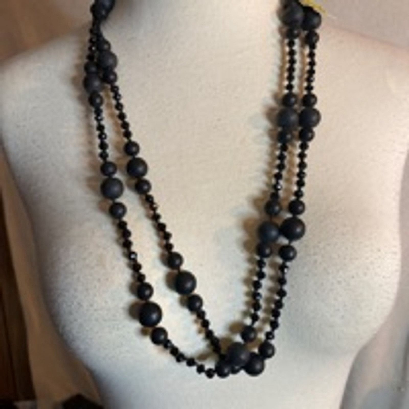 Other Vintage Black Multi-Layer Beaded Necklace Statement Jewelry Size ONE SIZE - 2 Thumbnail
