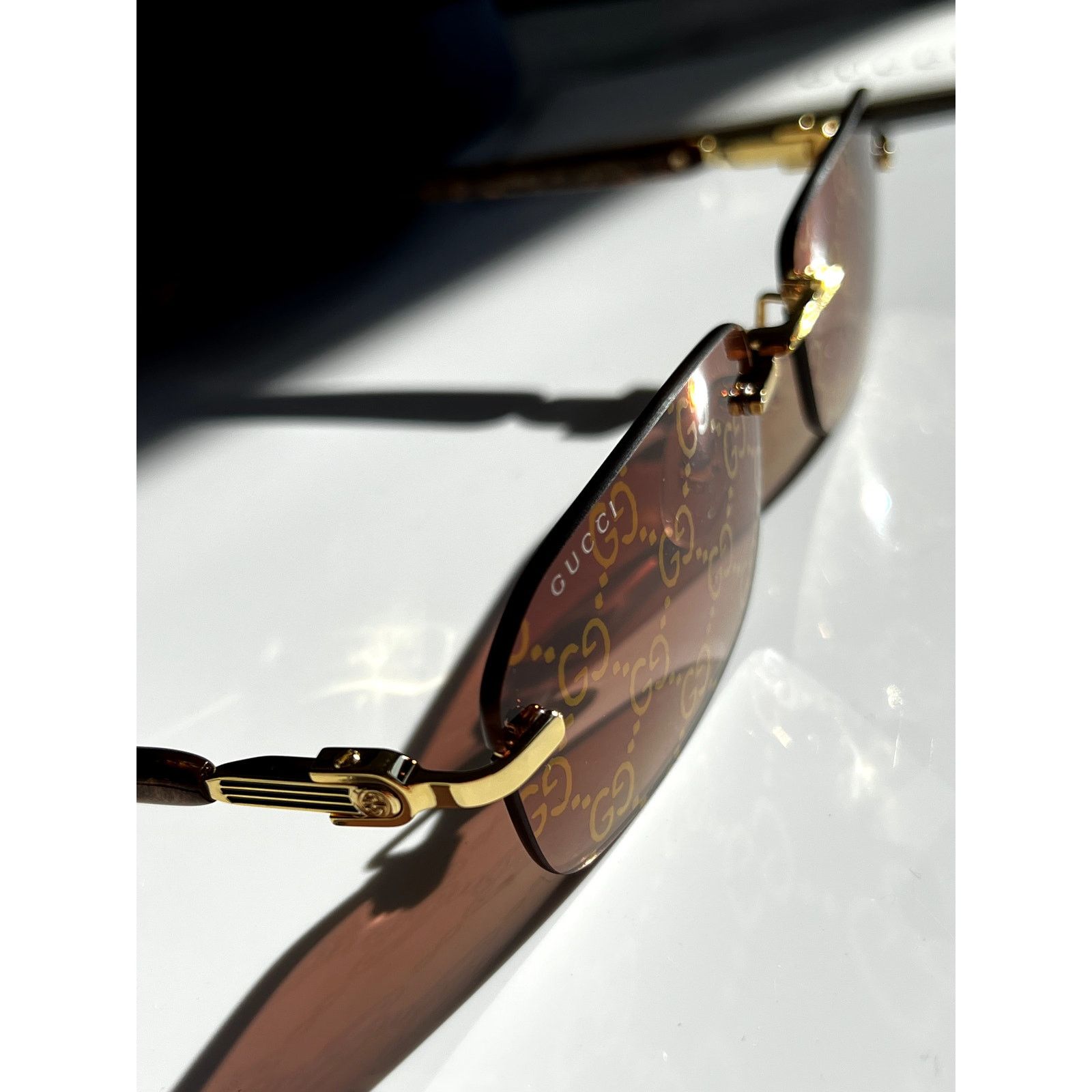 Gucci NEW Gucci GG1221S 004 Rimless Monogram Logo Lens Sunglasses Size ONE SIZE - 8 Thumbnail