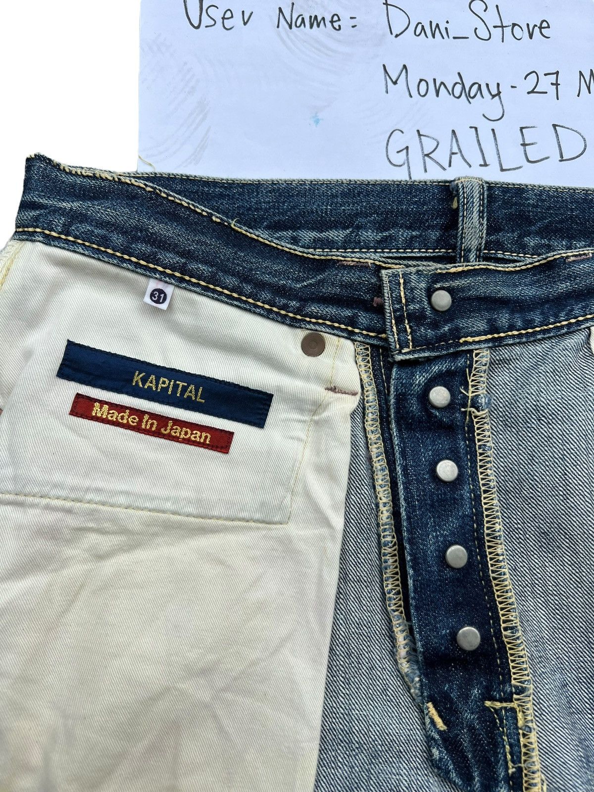 Kapital Kountry Vintage Kapital Distressed Straight Cut Denim Jeans 31x32 Size US 31 - 15 Thumbnail