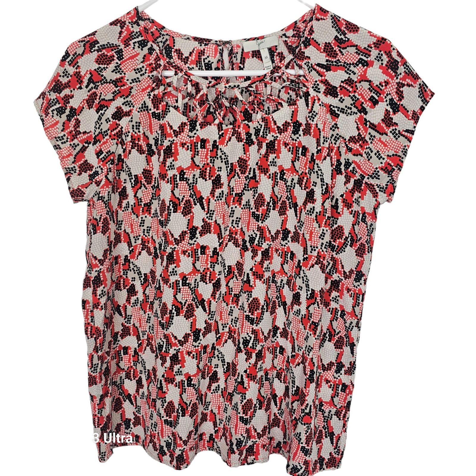 Joie Joie Silk Blouse Geometric Snake Lattice Neck Bartlett Poppy Size M / US 6-8 / IT 42-44 - 1 Thumbnail