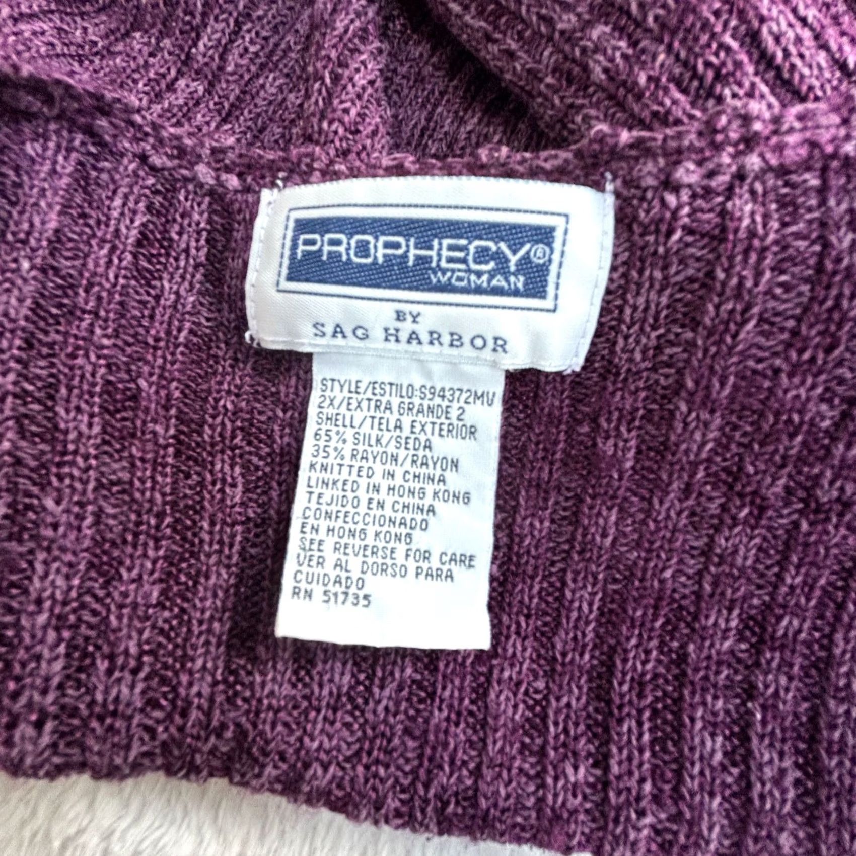 Vintage Sag Harbor Sweater Womens 2X Purple Prophecy Knit Cardigan Silk Blend Buttons Size XXL / US 16-18 / IT 52-54 - 3 Thumbnail