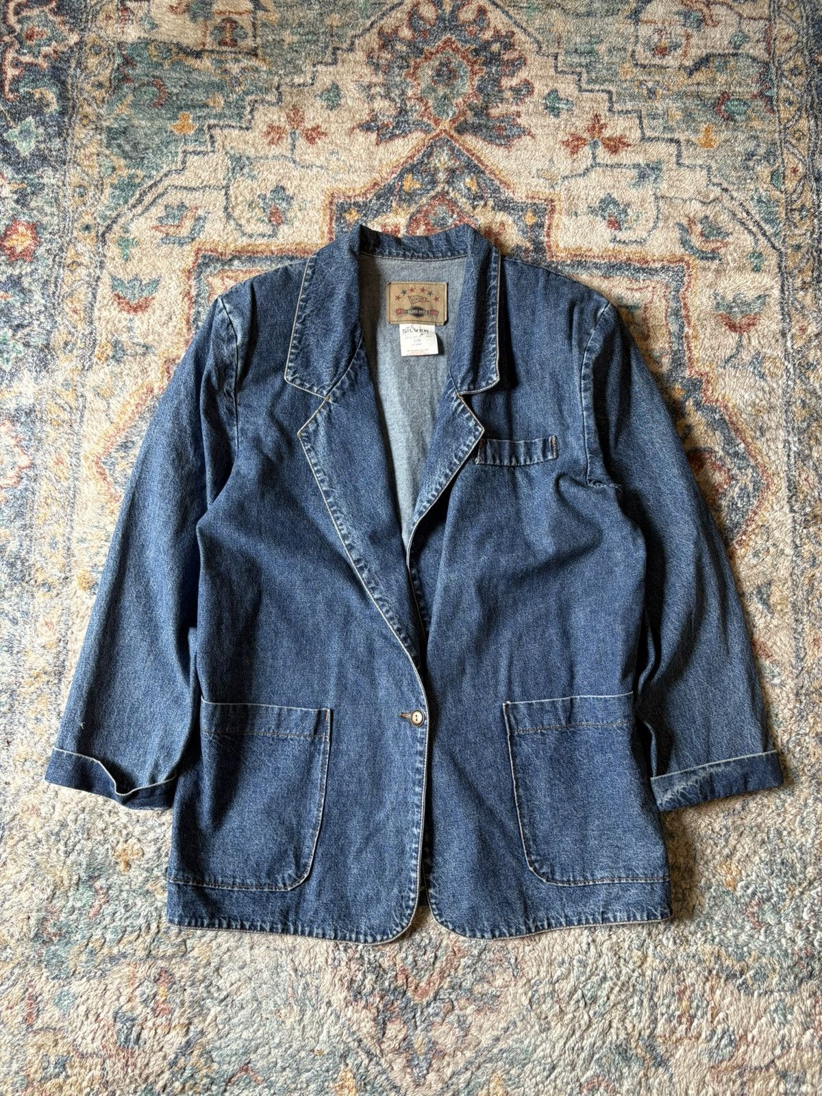 Vintage Vintage Silver Style Denim Blazer Large Size L / US 10 / IT 46 - 1 Thumbnail