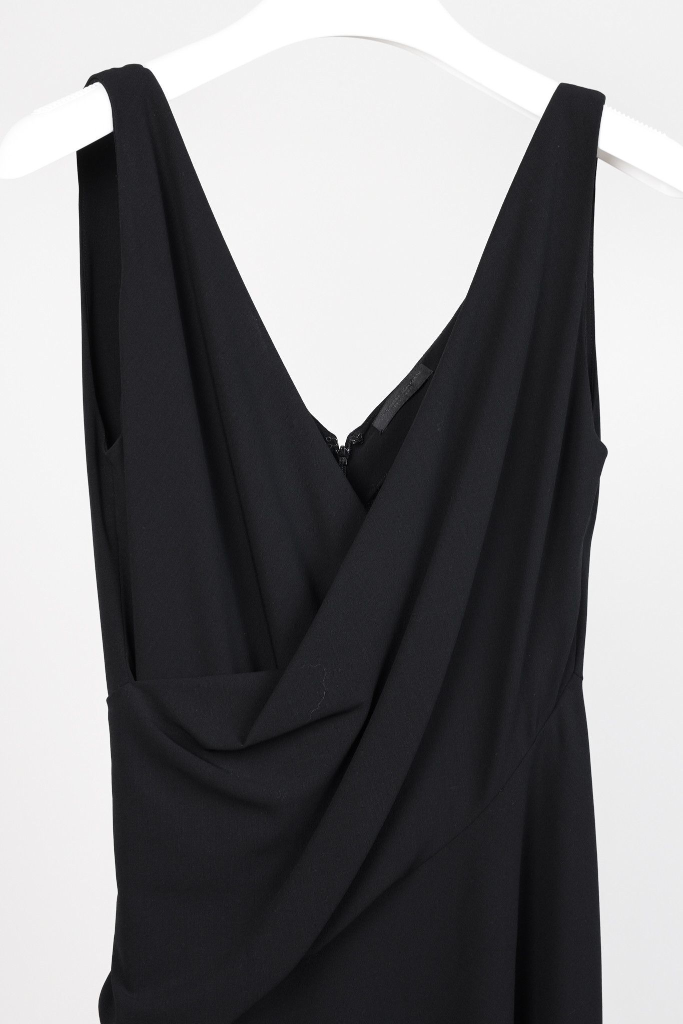 Donna Karan Donna Karan Black Drape Front Wool Dress Size M / US 6-8 / IT 42-44 - 3 Thumbnail