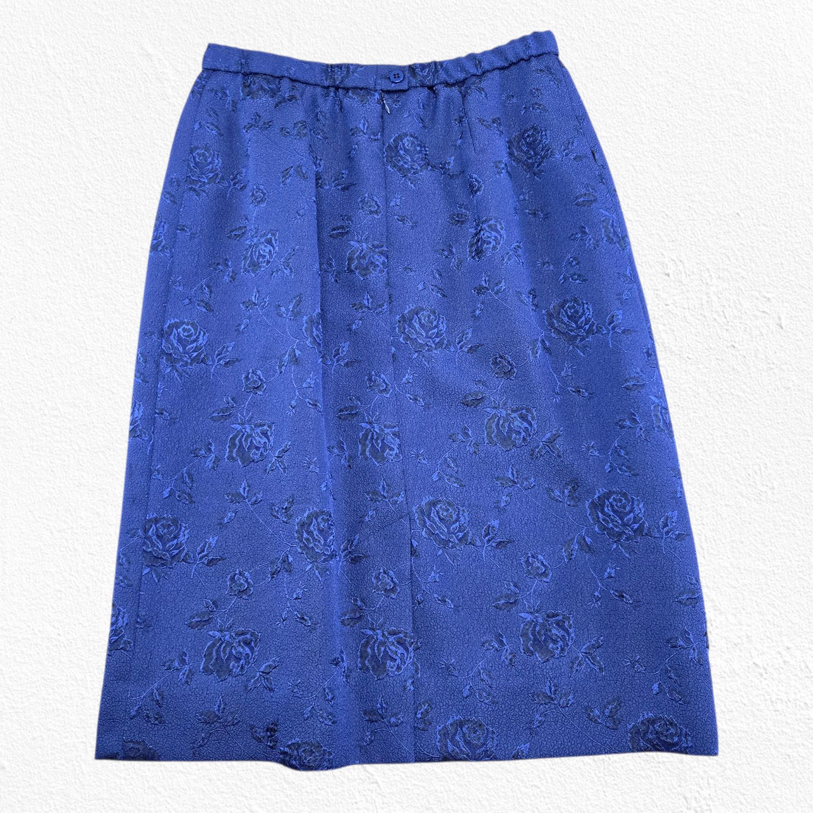 Vintage 80s Royal Blue Jacquard Skirt Suit 12P Size 34" / US 12 / IT 48 - 16 Thumbnail