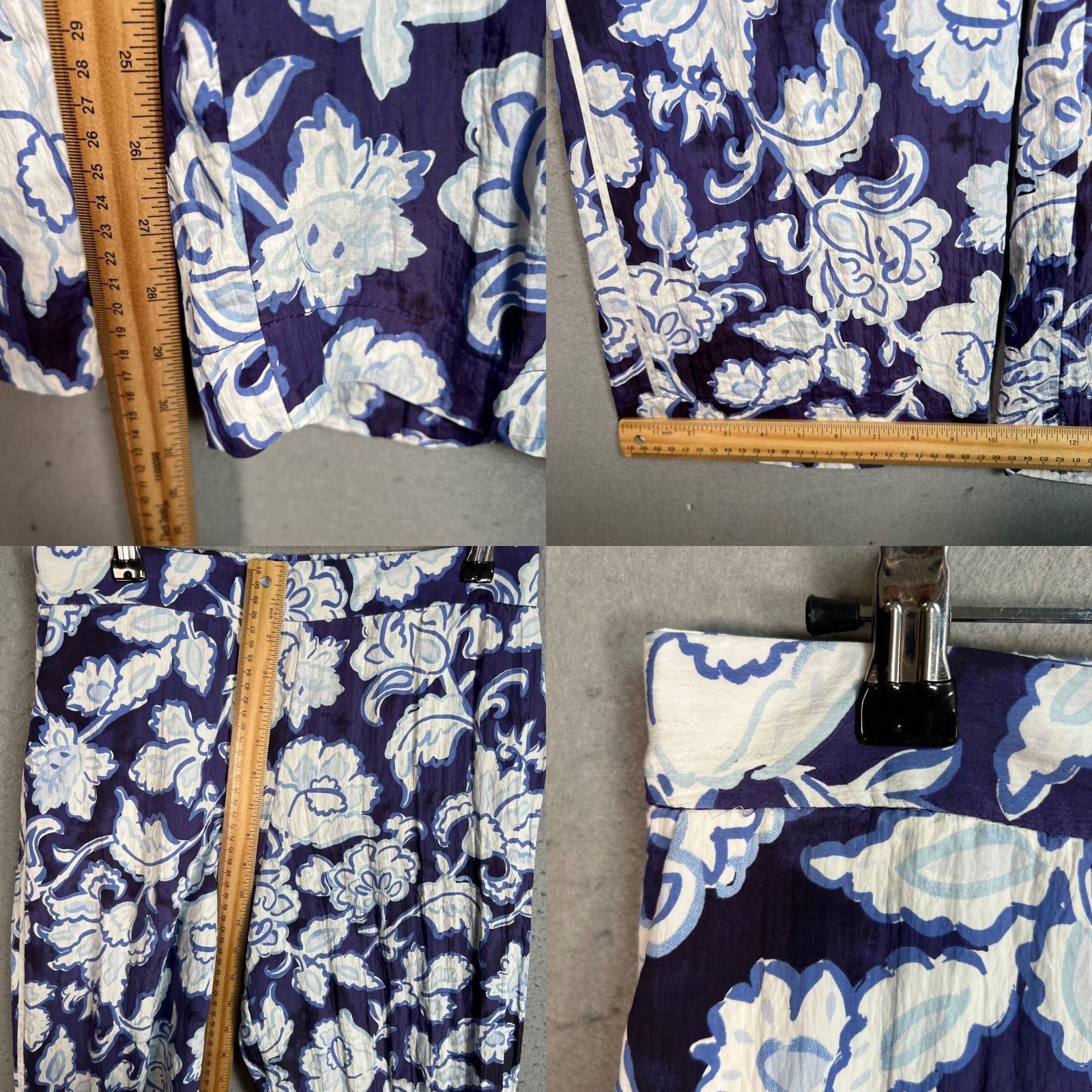 Zara Zara Womens Size Small Floral Wide-Leg Pants Blue & White Size 28" / US 6 / IT 42 - 8 Thumbnail