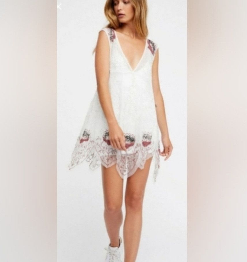 Image of Free People Deep Sleep Mini Slip Dress Size Small in White, Women's