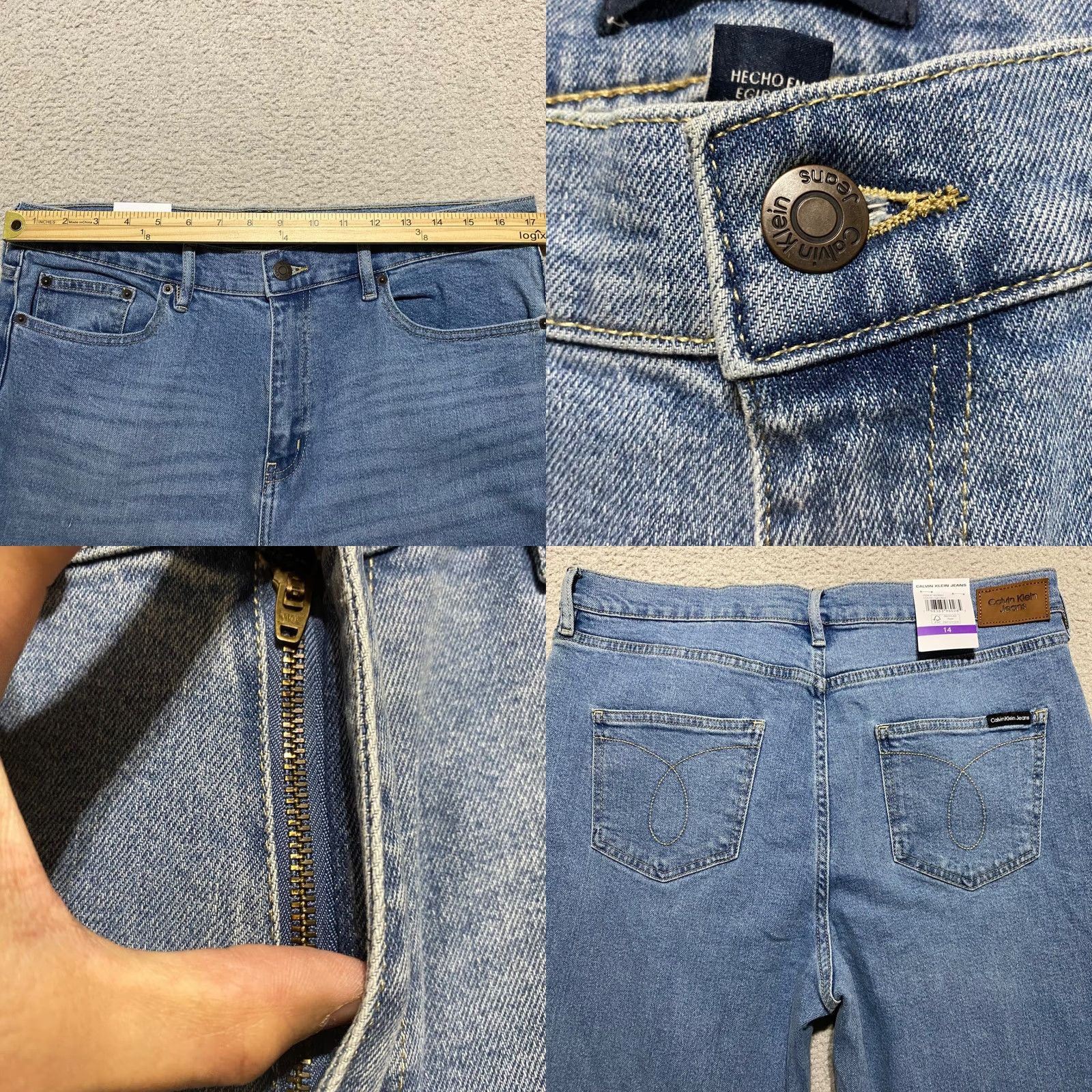 Calvin Klein Calvin Klein Jeans Blue Denim 14 Womens Straight 26in Inseam Medium Wash Regular Fit 5-Pocket Denim NWT Jeans Size 36" / US 14 / IT 50 - 8 Thumbnail