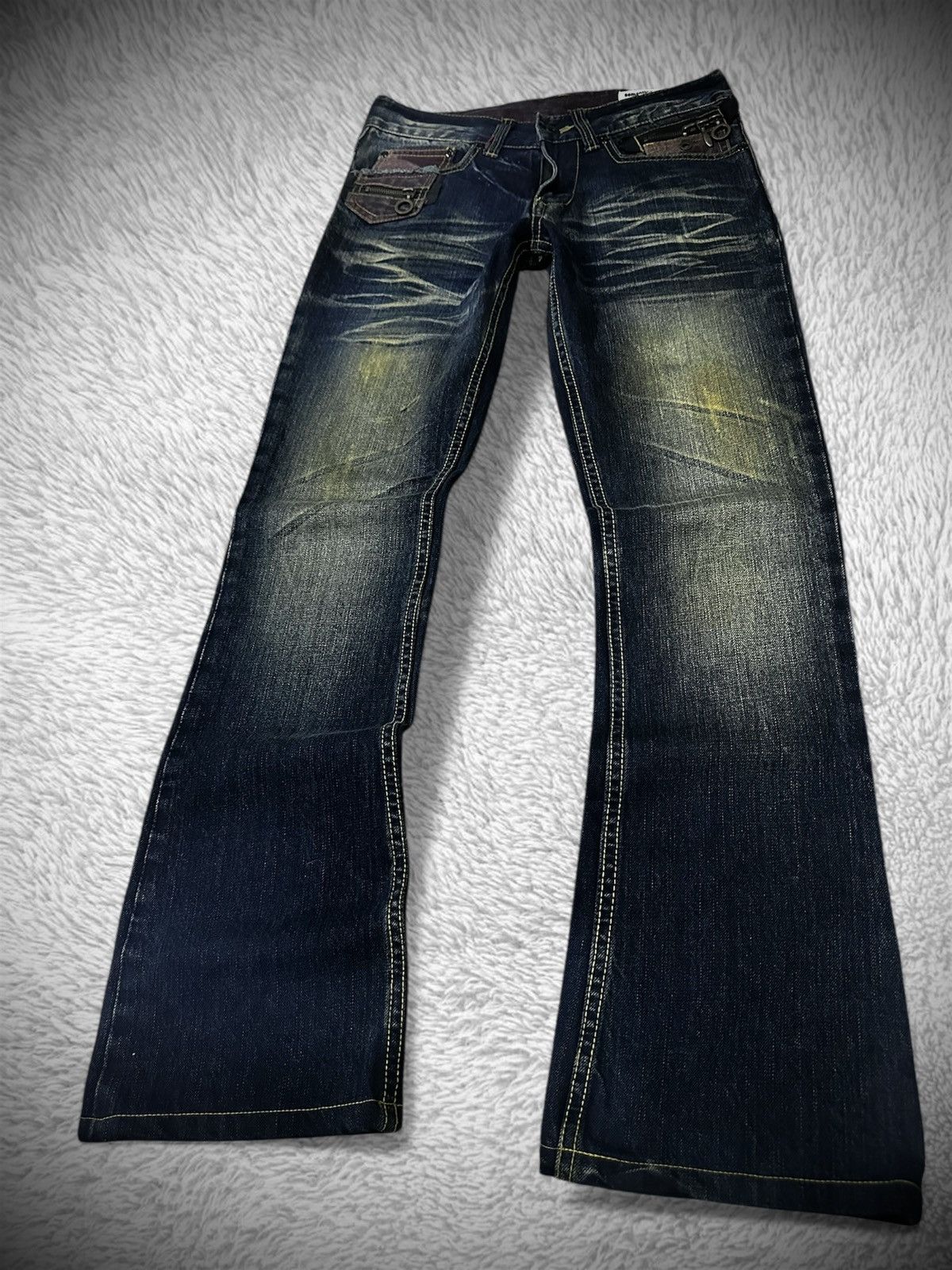 If Six Was Nine rare japanese brand semantic design bondage flare jeans Size US 31 - 5 Thumbnail