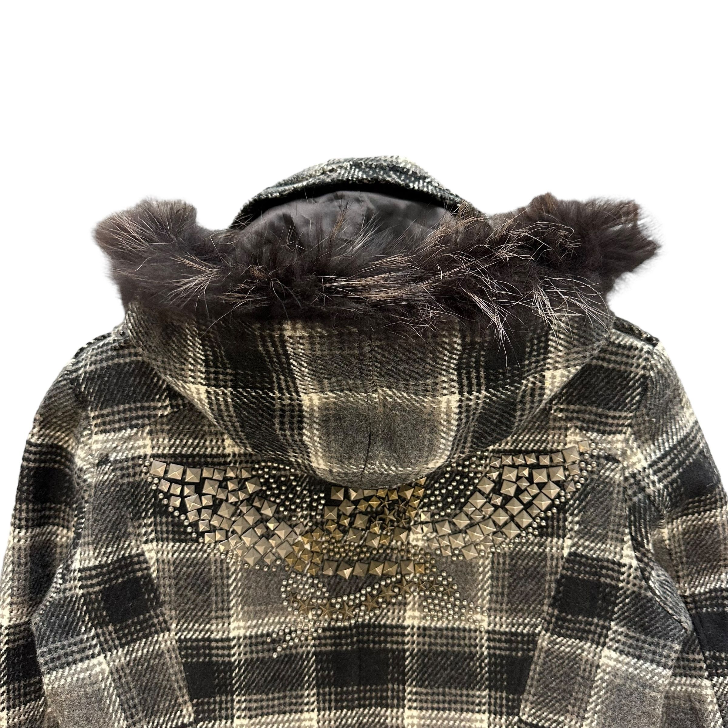 PPFM PPFM Studded Logo Fur Hoodie Tartan Crop Jacket #A54-1246 Size US S / EU 44-46 / 1 - 23 Thumbnail