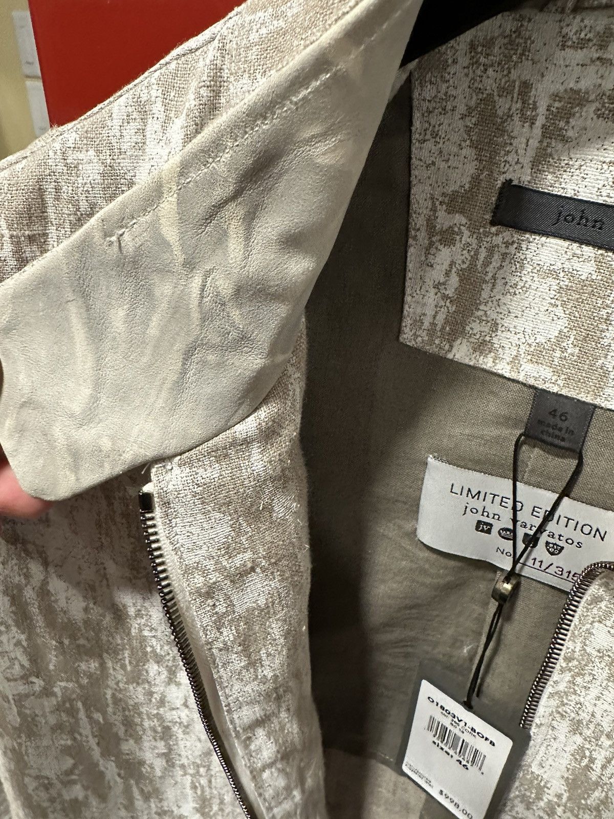John Varvatos #’d Limited edition JV cork painted linen jacket Size US S / EU 44-46 / 1 - 8 Thumbnail