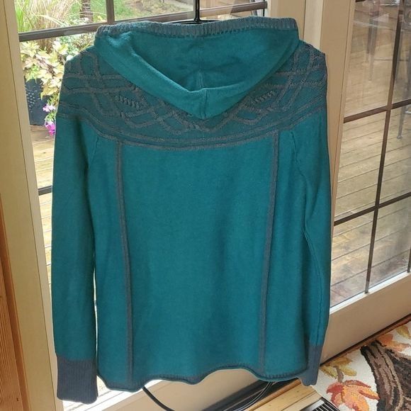 Eddie Bauer Eddie Bauer Long Slv Teal Sweater with Cable Knit Trim Sz. S Size S / US 4 / IT 40 - 5 Thumbnail