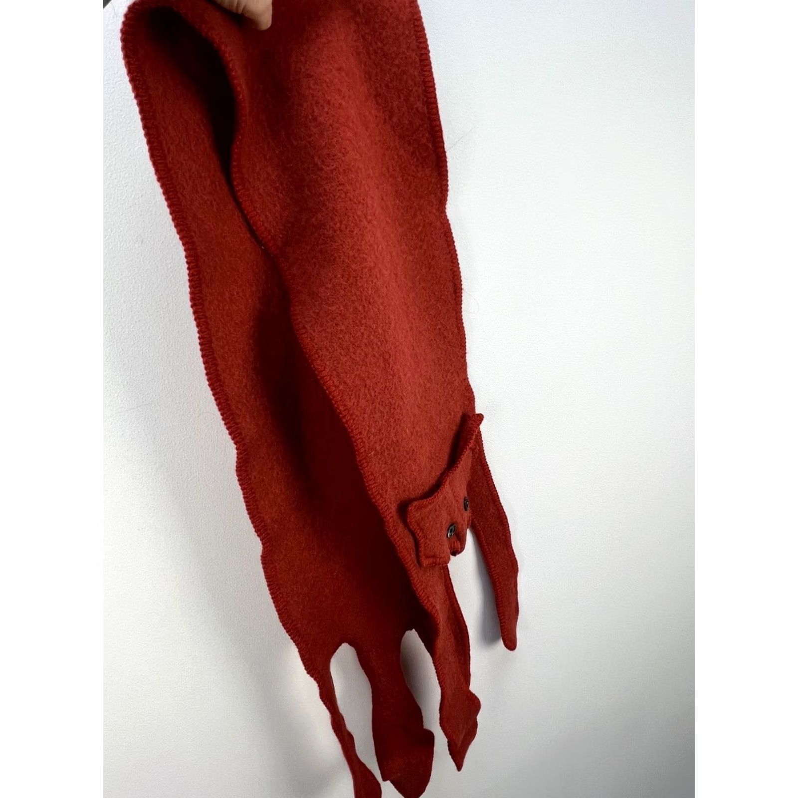Vintage VINTAGE LILLUNN Scarf Wool Norway Fox Pattern Solid Red Orange Women's Wool Scarf Norway Made in Norway 71x10 inch Size ONE SIZE - 6 Thumbnail