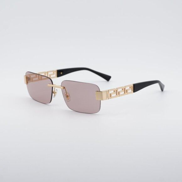 Versace Versace VE2298 10021T Sunglasses Gold Rectangle Frame, Pink Size ONE SIZE - 1 Thumbnail