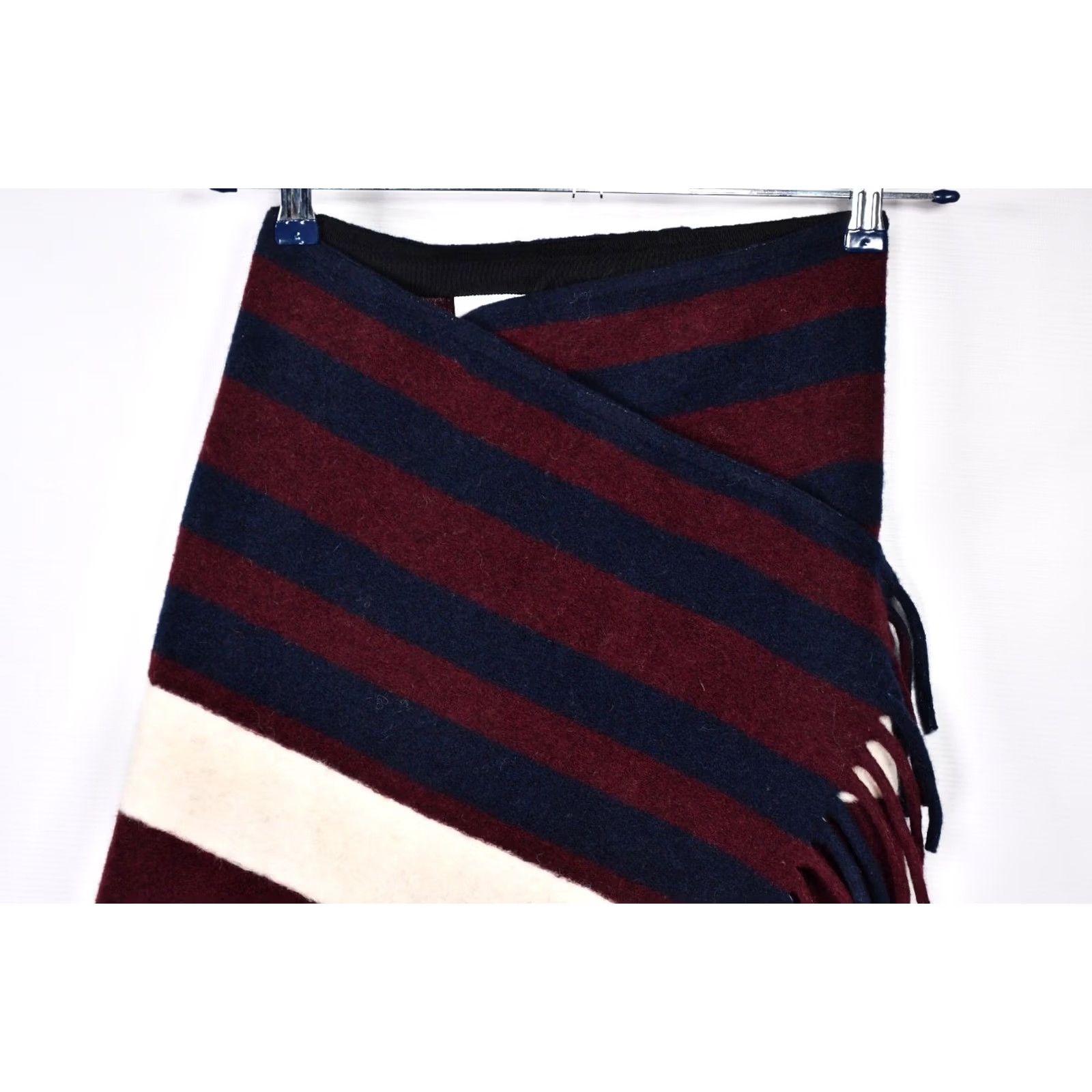 H&M H&M Studio AW 2019 Wrap Skirt US 2 Wool-Blend Fringe Check Pattern Knee Length Multicolor Women Size 26" / US 2 / IT 38 - 4 Thumbnail