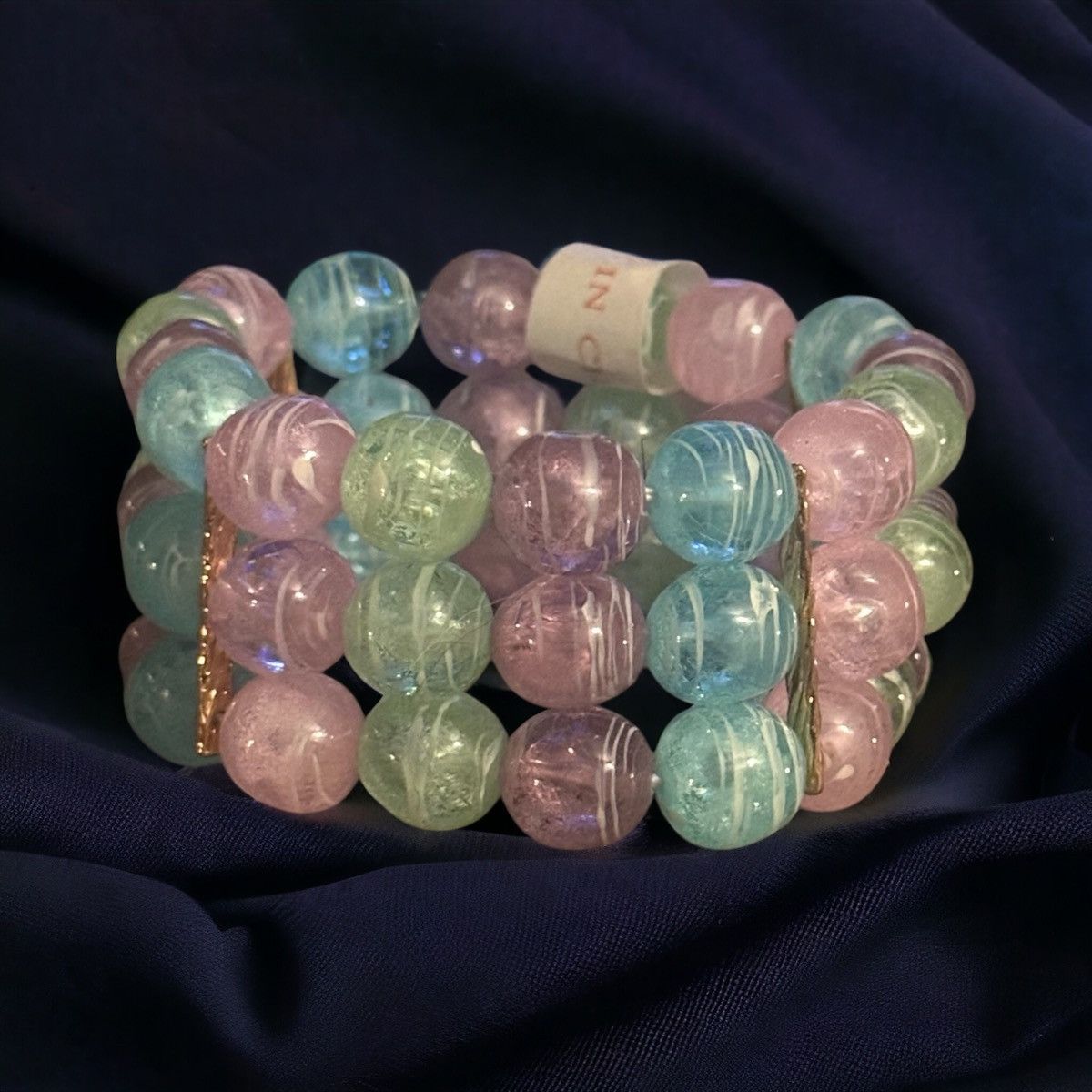 Other Multicolor pastel marbled stacked bead stretch bracelet Size ONE SIZE - 1 Thumbnail