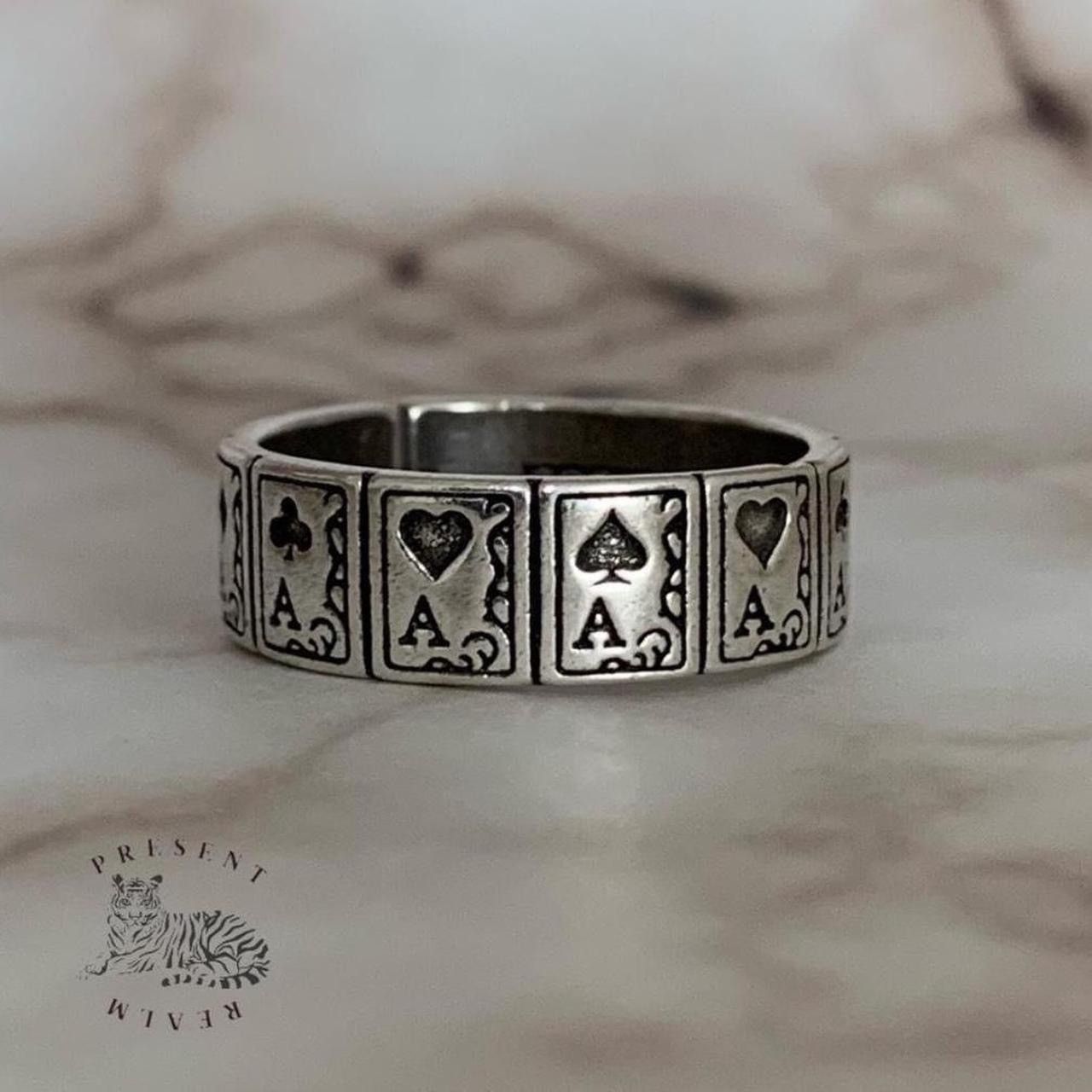 Japanese Brand × Vintage Ace Cards Adjustable Ring Size ONE SIZE - 1 Thumbnail