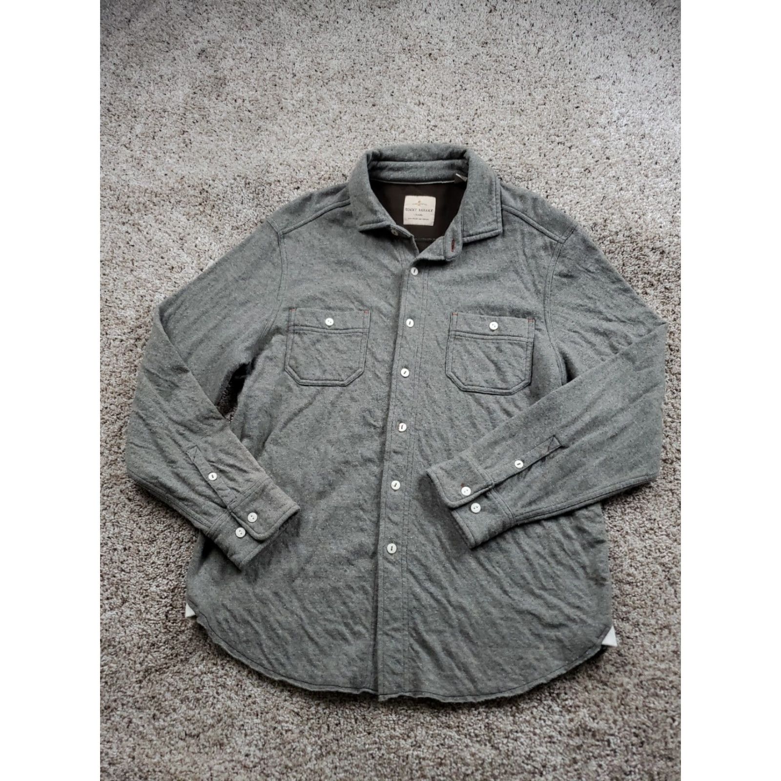 Tommy Bahama Tommy Bahama Overshirt Button-Up Mens Medium Gray Long Sleeve Pockets Lined Canvas Cotton Size US M / EU 48-50 / 2 - 2 Thumbnail