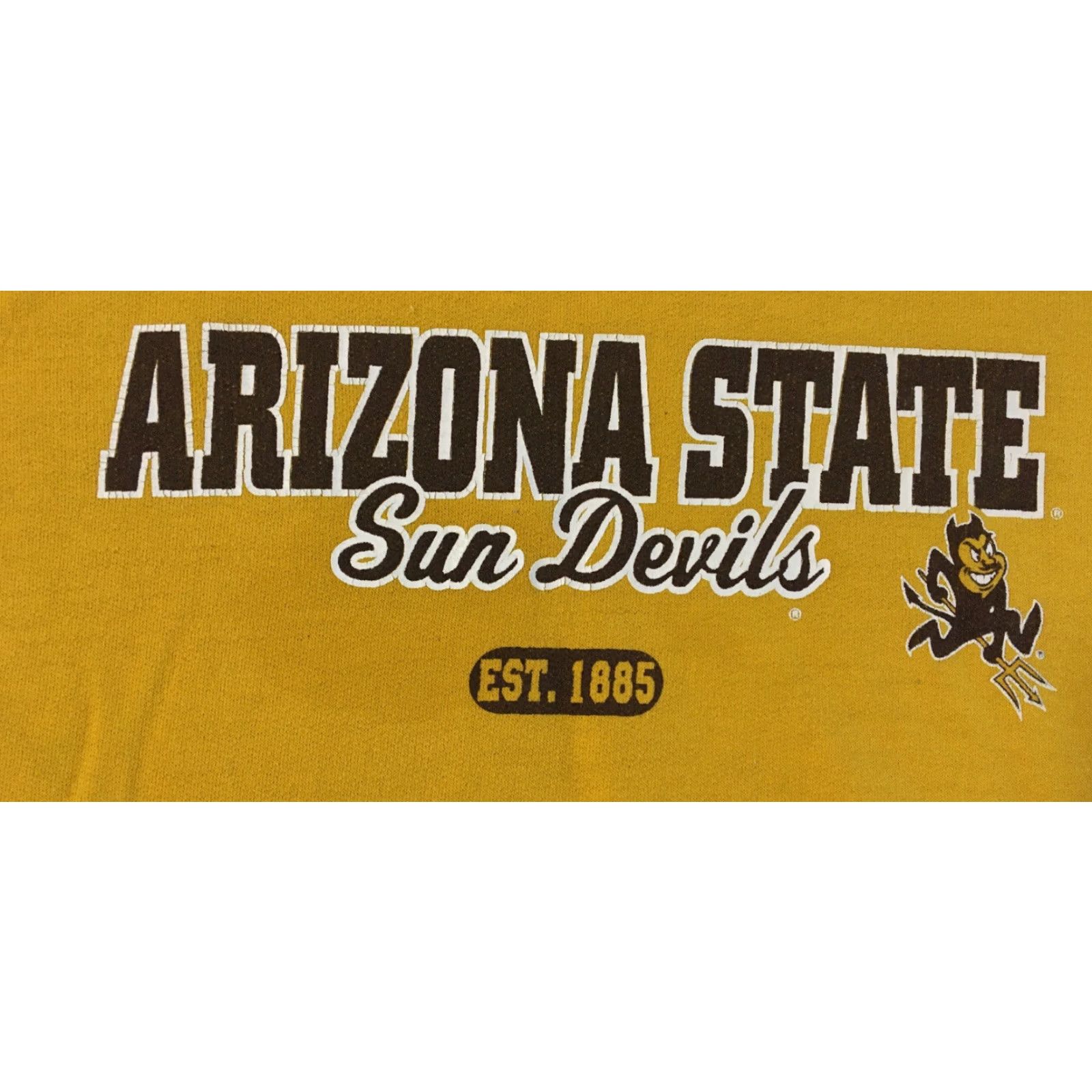 Vintage VINTAGE ASU 90s Hoodies Sweatshirt L Yellow Arizona State University Faded Spellout Hoodie Mens Size US L / EU 52-54 / 3 - 2 Thumbnail
