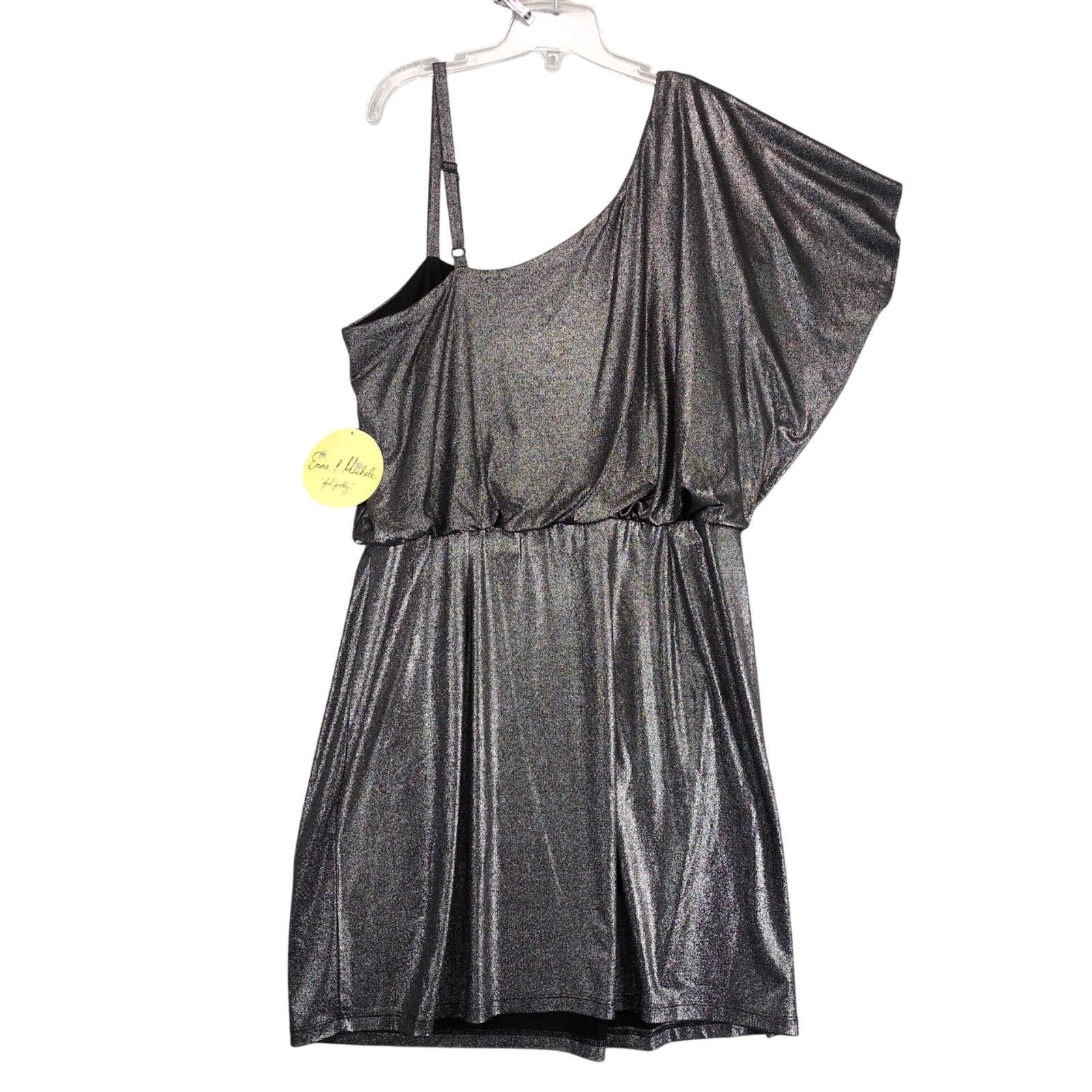 Other NWT Emma & Michele One-Shoulder Metallic Blouson Dress XL Size XL / US 12-14 / IT 48-50 - 2 Thumbnail