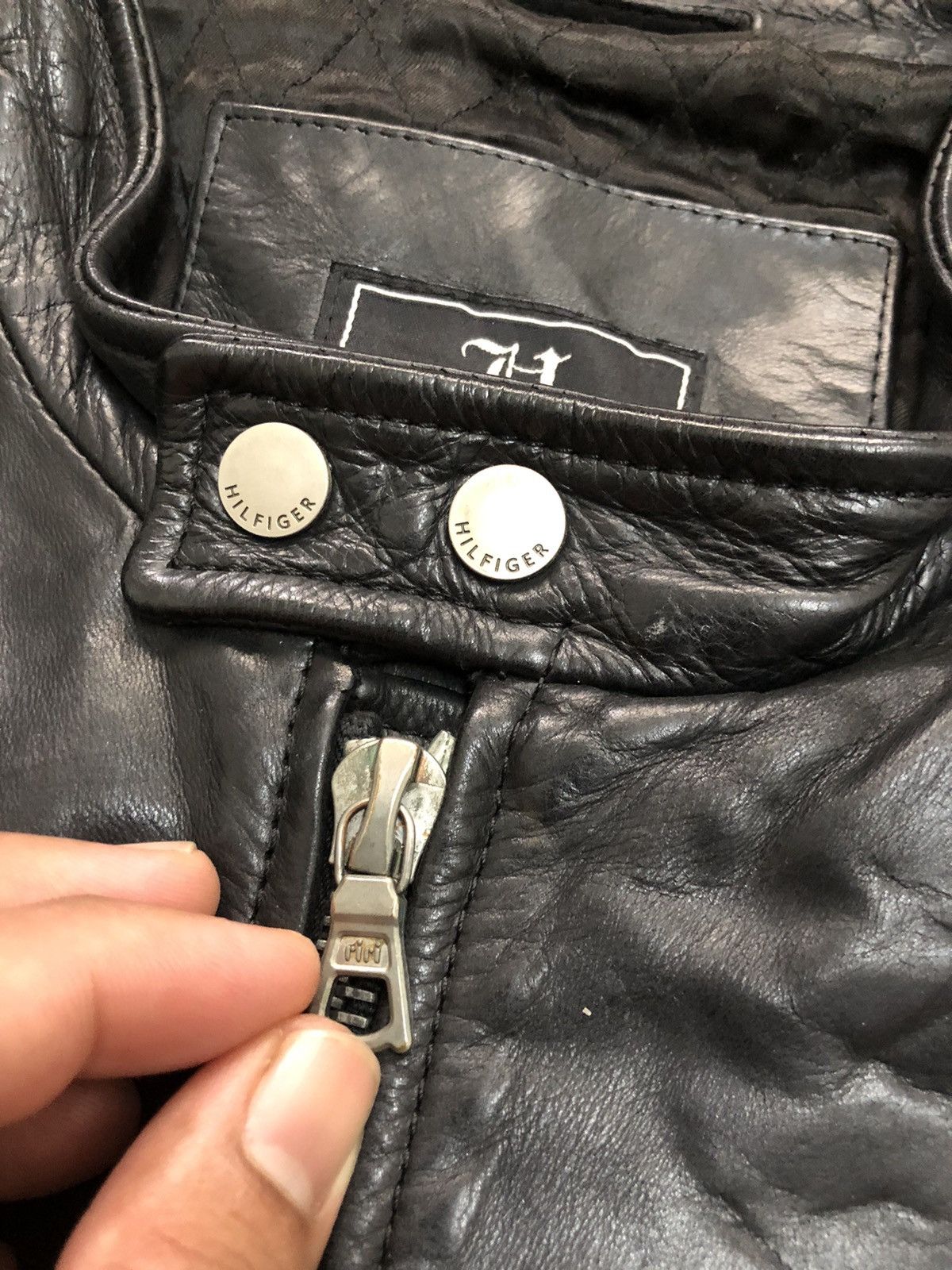 Tommy Hilfiger Rare❗️Tommy Hilfiger Premium Cafe Racer Leather Jacket Size US L / EU 52-54 / 3 - 5 Thumbnail
