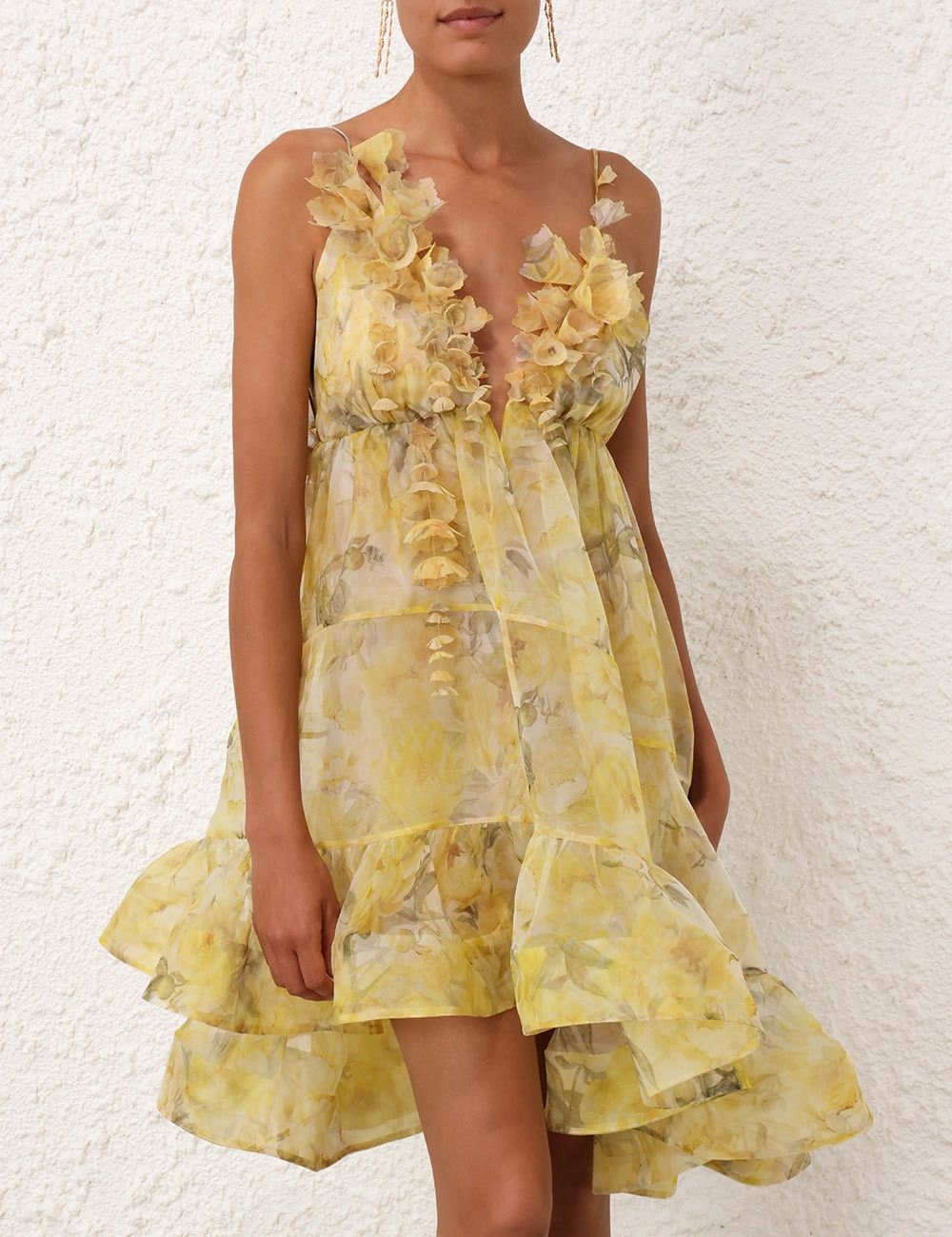 Zimmermann oc11z0525 Asymmetrical Mini Dress in Yellow Size XS / US 0-2 / IT 36-38 - 5 Thumbnail