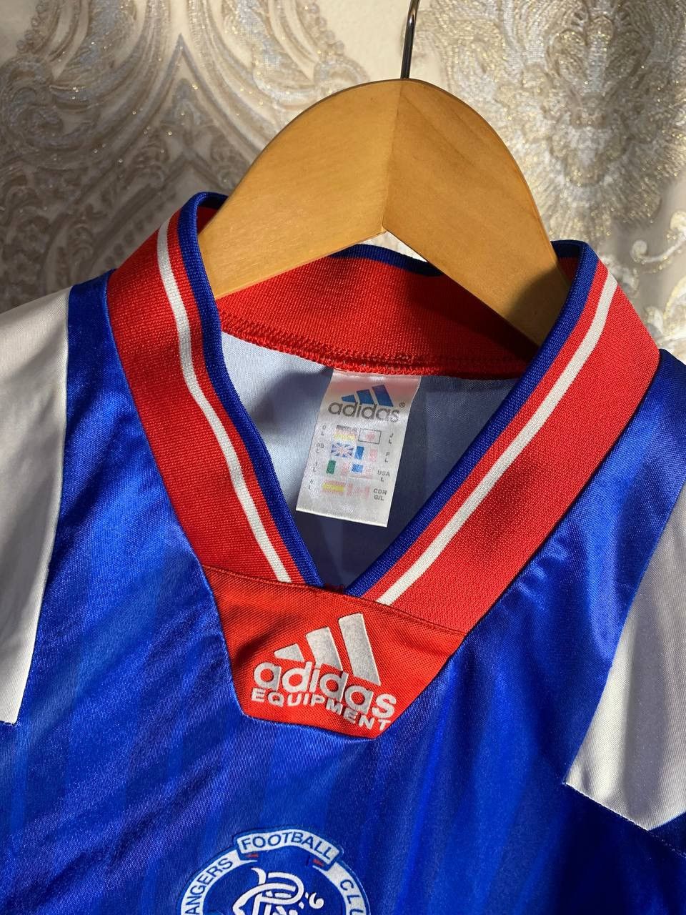 Vintage VERY RARE ADIDAS EQUIPMENT RANGERS SCOTLAND SOCCER JERSEY Size US L / EU 52-54 / 3 - 5 Thumbnail