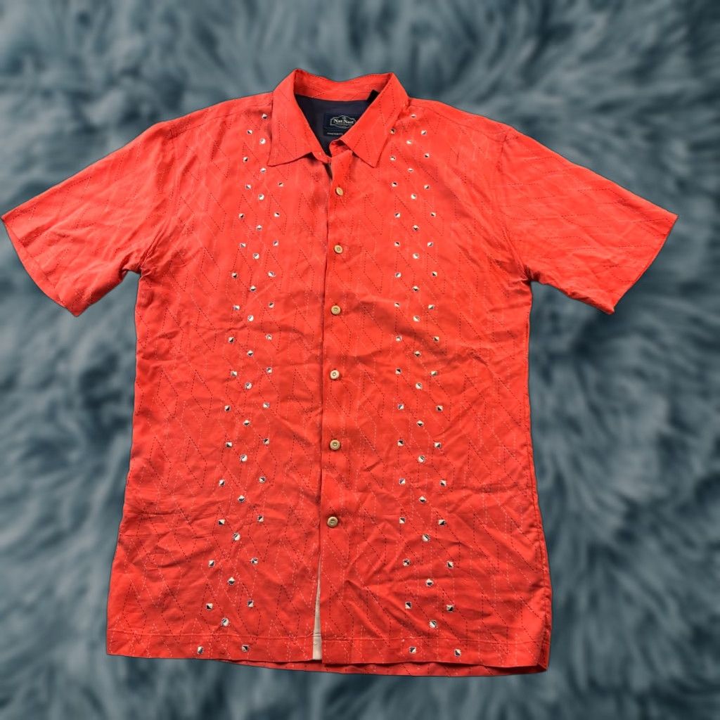 Nat Nast VINTAGE Nat Nast Shirt Mens XL Orange Camp Casual Bowling Silk Size US XL / EU 56 / 4 - 1 Thumbnail