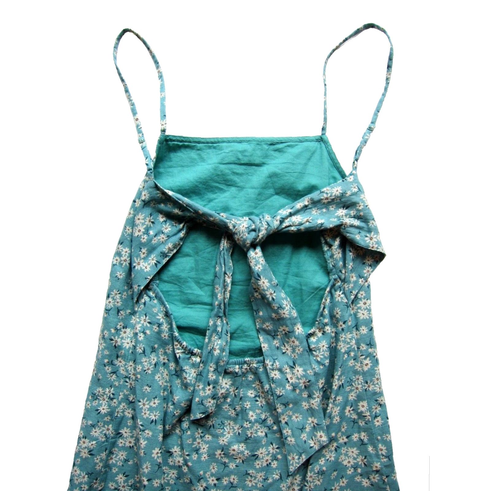 American Eagle Outfitters VINTAGE New American Eagle Linen Cotton Green White Yellow Daisy Tank Slip Dress Small Size S / US 4 / IT 40 - 5 Thumbnail