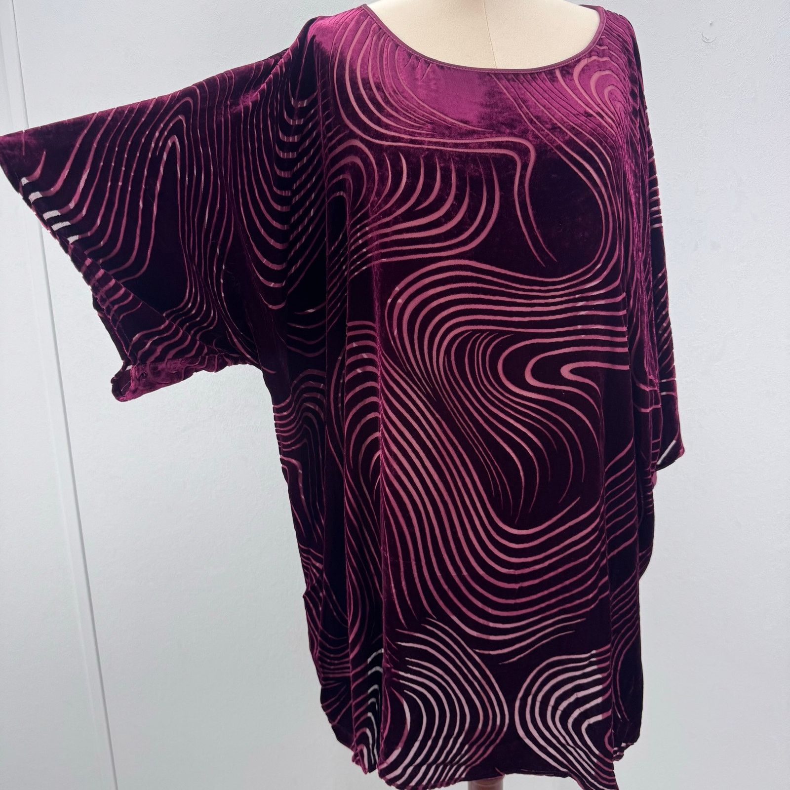 Marina Rinaldi Marina Rinaldi Festival Silk Blend Tunic Blouse Red Velvet Size 4XL / US 24-26 - 1 Thumbnail