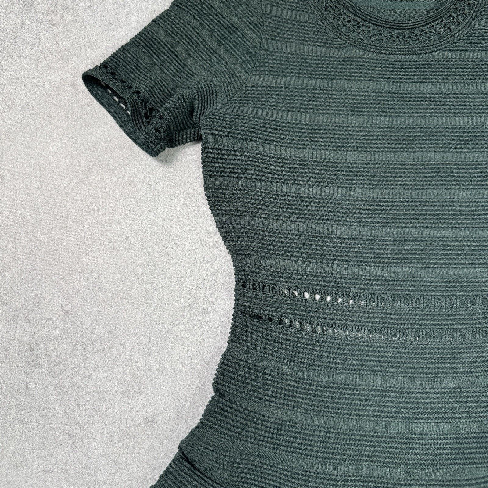 Sandro Sandro Kady A-line Dress With Eyelet Detail Size Green Mini Size XS / US 0-2 / IT 36-38 - 6 Thumbnail