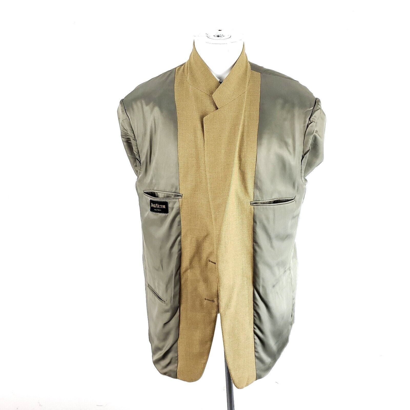 Jack Victor Jack Victor Wool Silk 2 Button Sport Coat Blazer 42R Tan Bas Size 42R - 10 Thumbnail