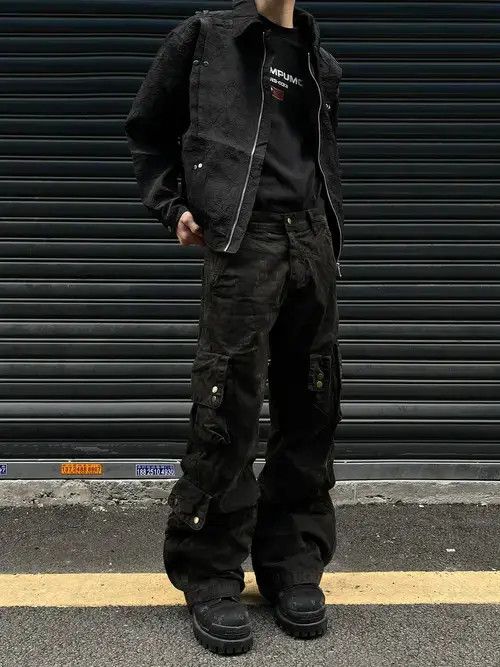 Jean Denim Cargo Pants Dirtyfit Straight Micro Flared Jeans Size US 33 - 2 Thumbnail