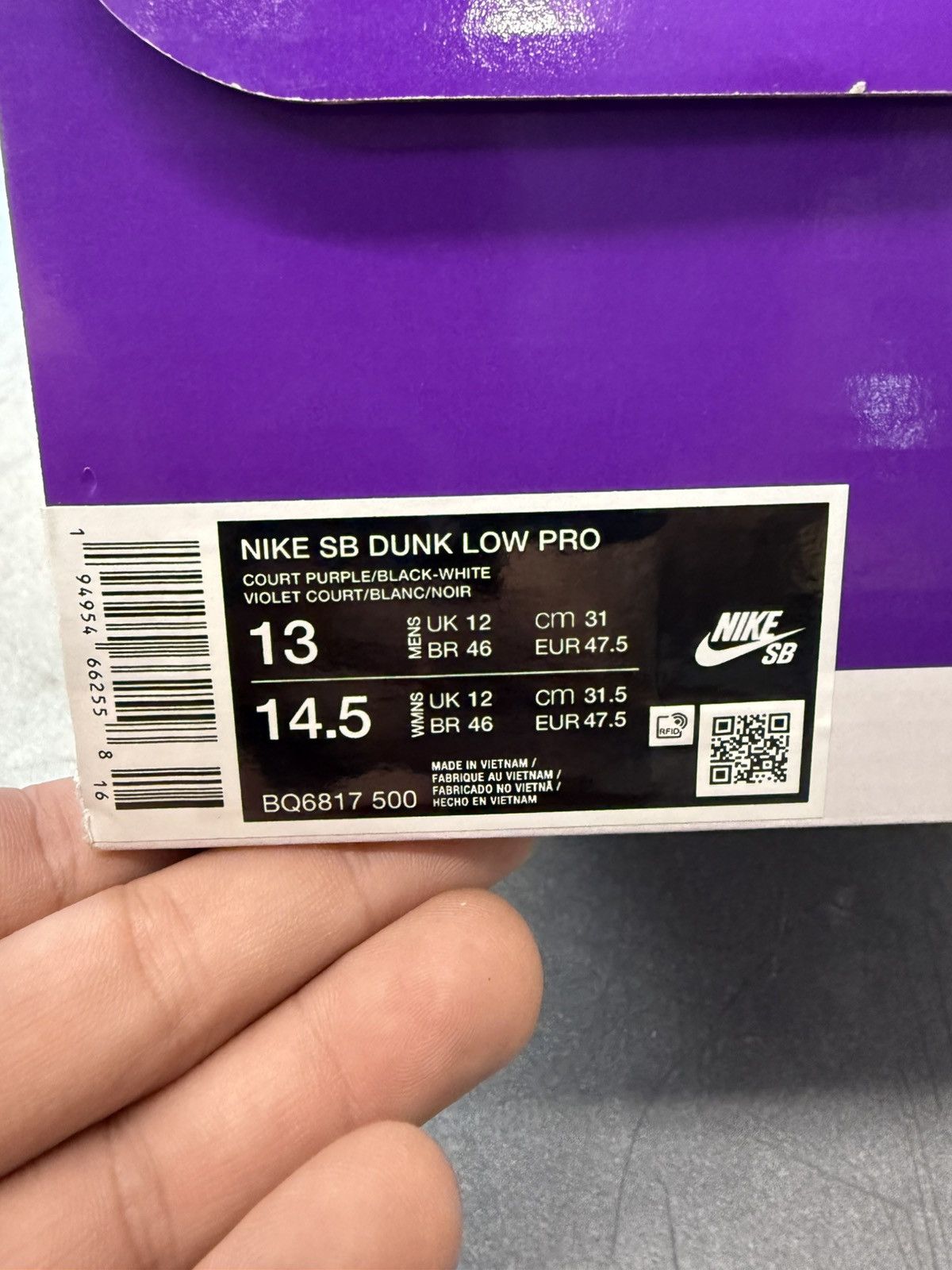 Nike 2024 Nike Dunk SB Dunk Low Court Purple Size US 13 / EU 46 - 12 Thumbnail