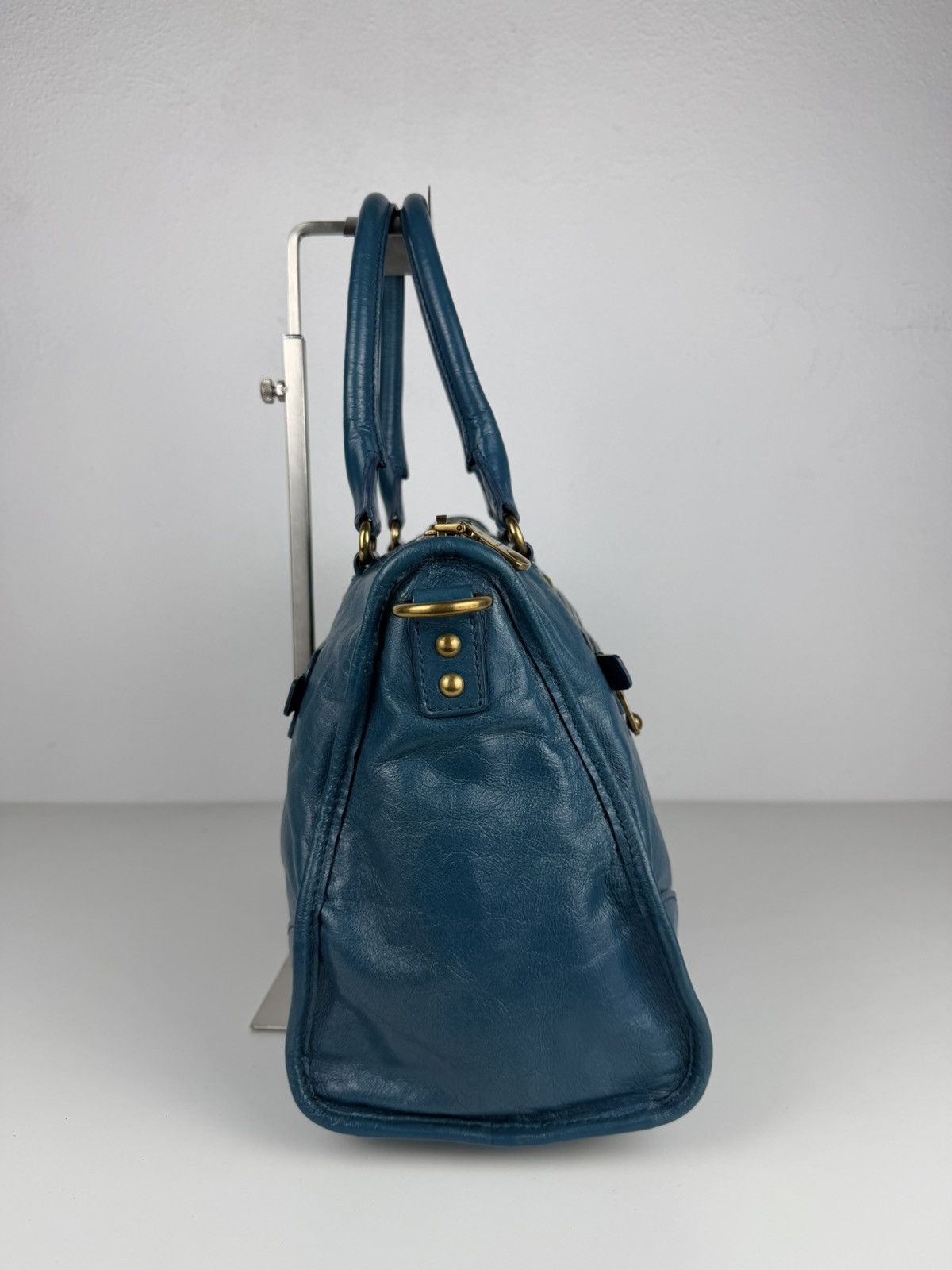 Miu Miu Miu miu vitello lux top zip handbag in turquoise Size ONE SIZE - 3 Thumbnail