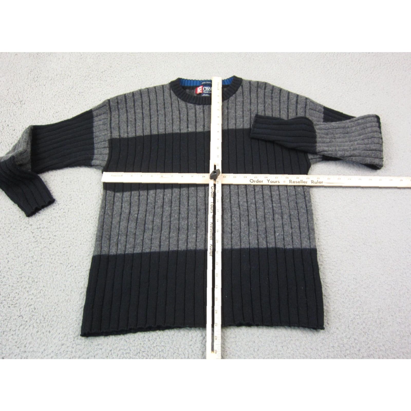 Chaps VINTAGE Ralph Lauren Chaps Sweater Mens Adult M Black Stripe Wool Knit Pullover Crew Neck Long Sleeve Casual 90s USA Fall Winter Size US M / EU 48-50 / 2 - 7 Thumbnail