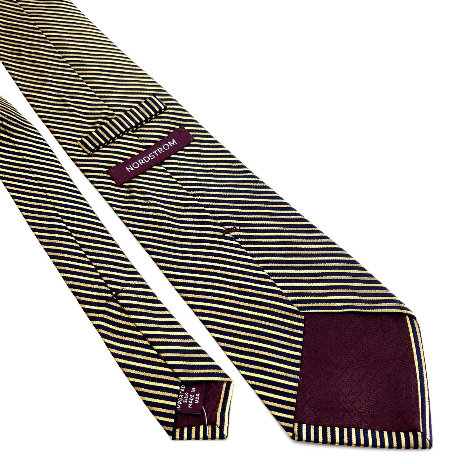 Nordstrom Nordstrom Silk Tie Woven Blue Gold Striped Size ONE SIZE - 5 Thumbnail