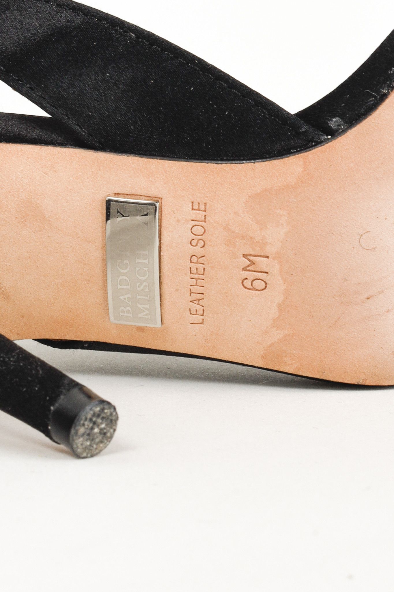 Badgley Mischka Badgley Mischka Dylan Diamante Buckle Black Tie Satin Heel Size US 5.5 / IT 35.5 - 5 Thumbnail