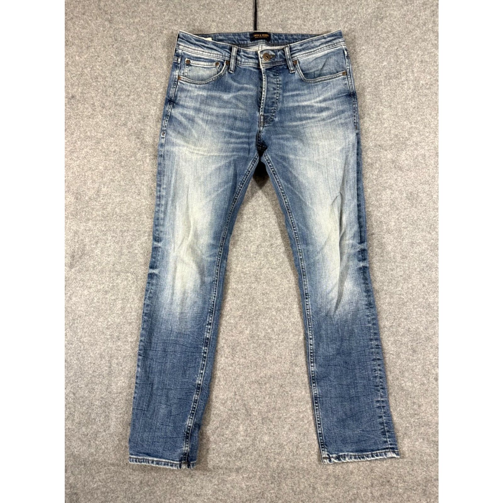 Jack & Jones JACK & JONES Jeans Mens 33/32 Blue Denim Slim Glenn Fit Button Fly Whisker Pockets Casual Streetwear Jeans Mens Size US 33 - 3 Thumbnail