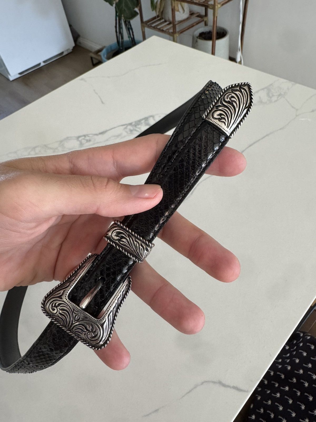 Saint Laurent Paris Hedi SS14 Python Western Belt 95 Size 36 - 1 Thumbnail