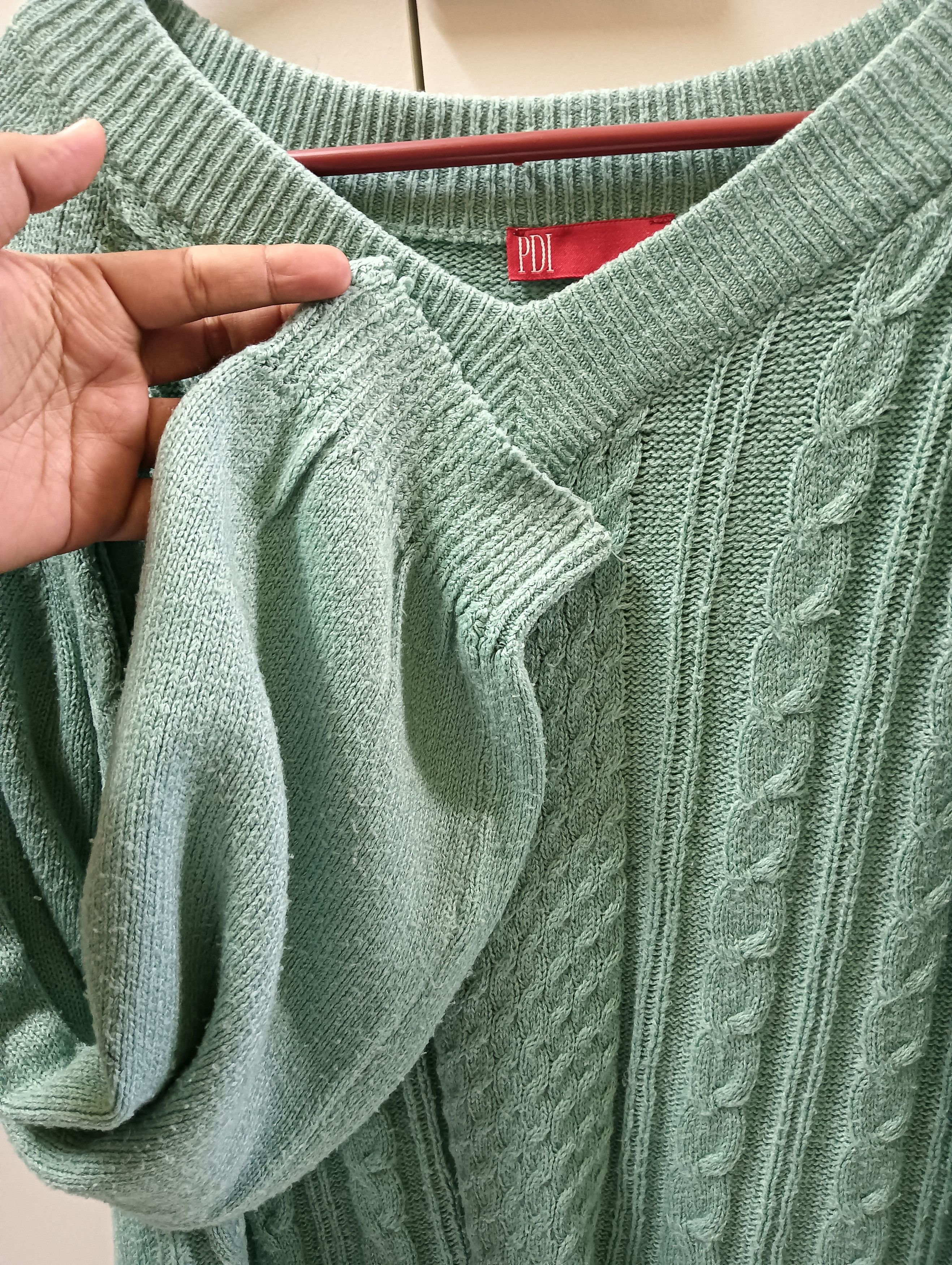 The Unbranded Brand Vintage Mint Green V-Neck Knit Sweater – PDI – Size L Size L / US 10 / IT 46 - 4 Thumbnail