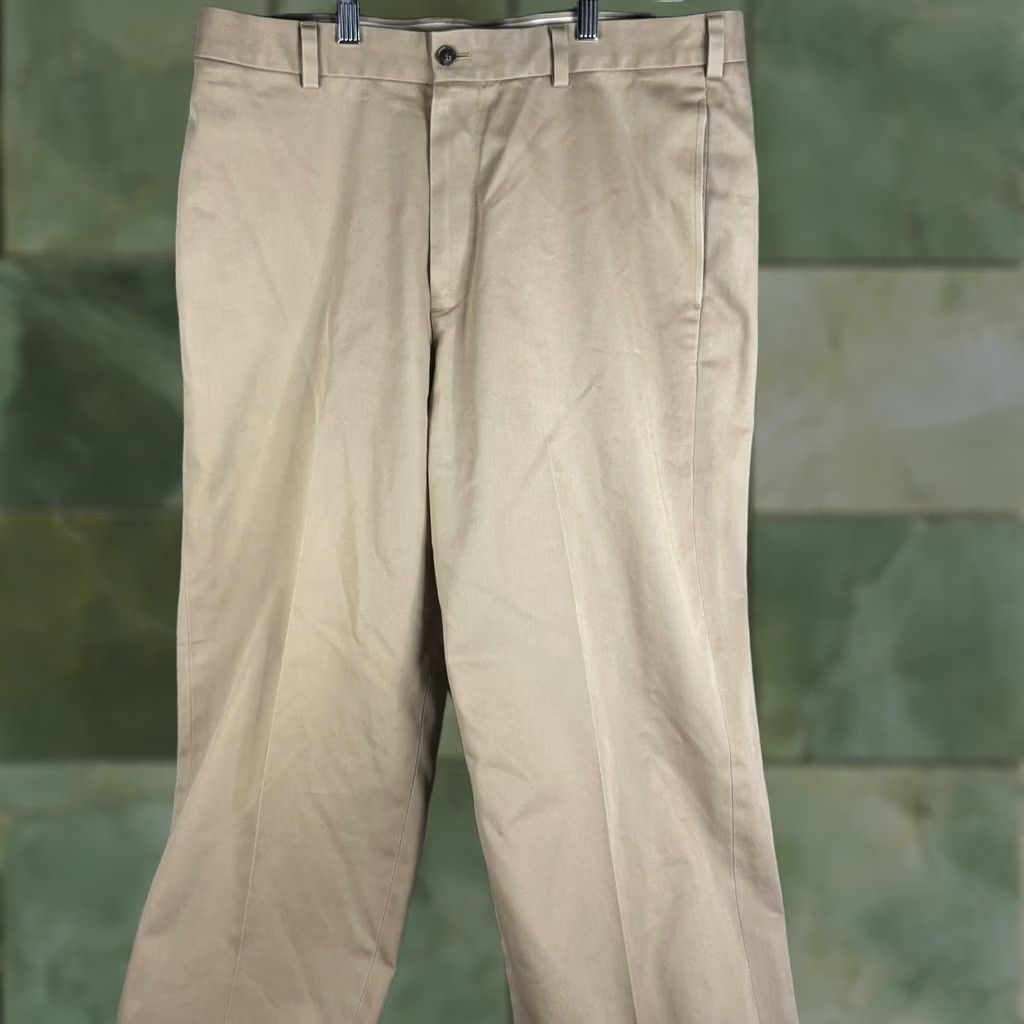 Brooks Brothers Brooks Brothers Hudson Chino Pants Mens 36x31 Khaki Beige Flat Front Cotton Size US 36 / EU 52 - 1 Thumbnail