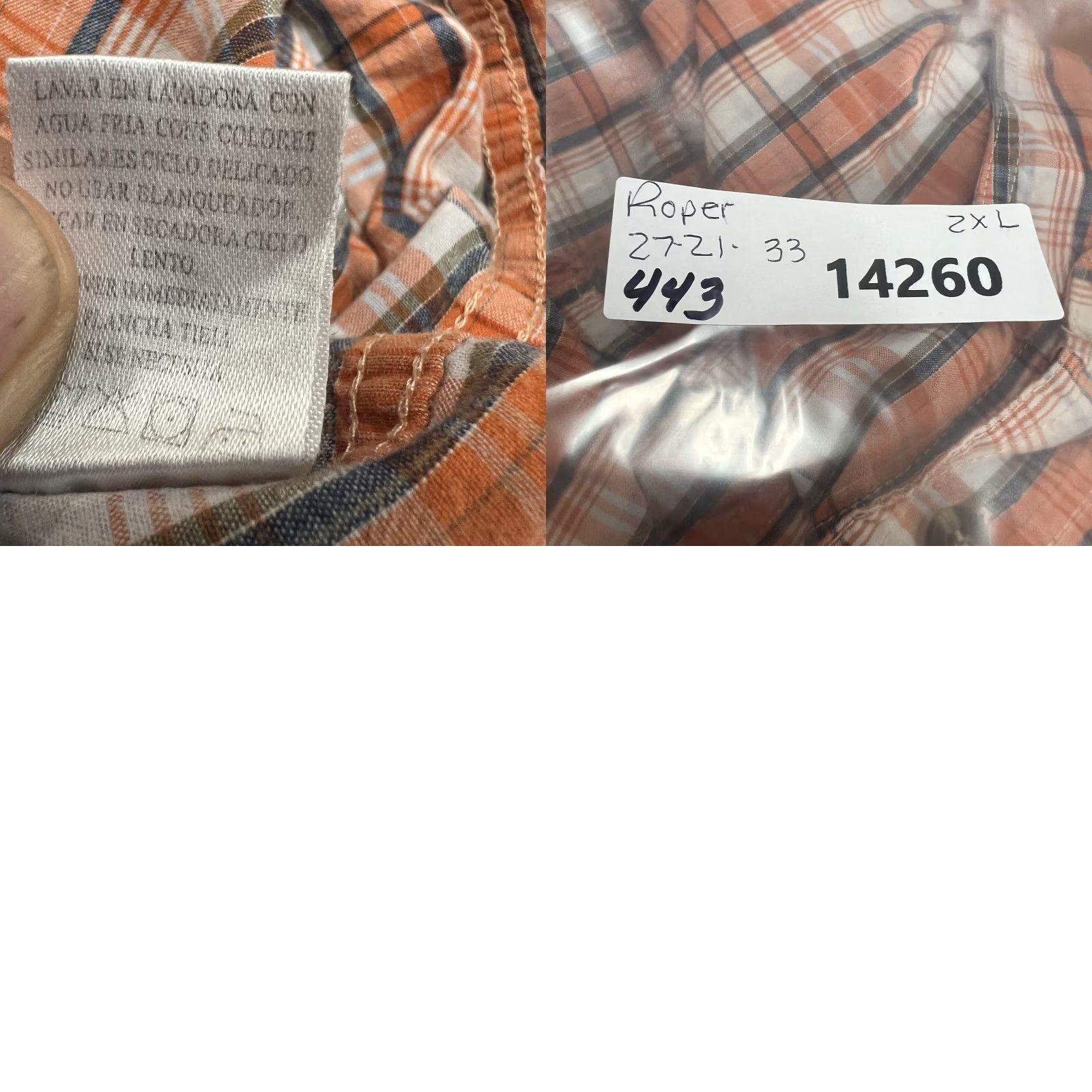Roper VINTAGE Roper Western Plaid Button-Down Shirt Mens 2XL Long Sleeve Orange Casual Western Theme Size US XXL / EU 58 / 5 - 8 Thumbnail