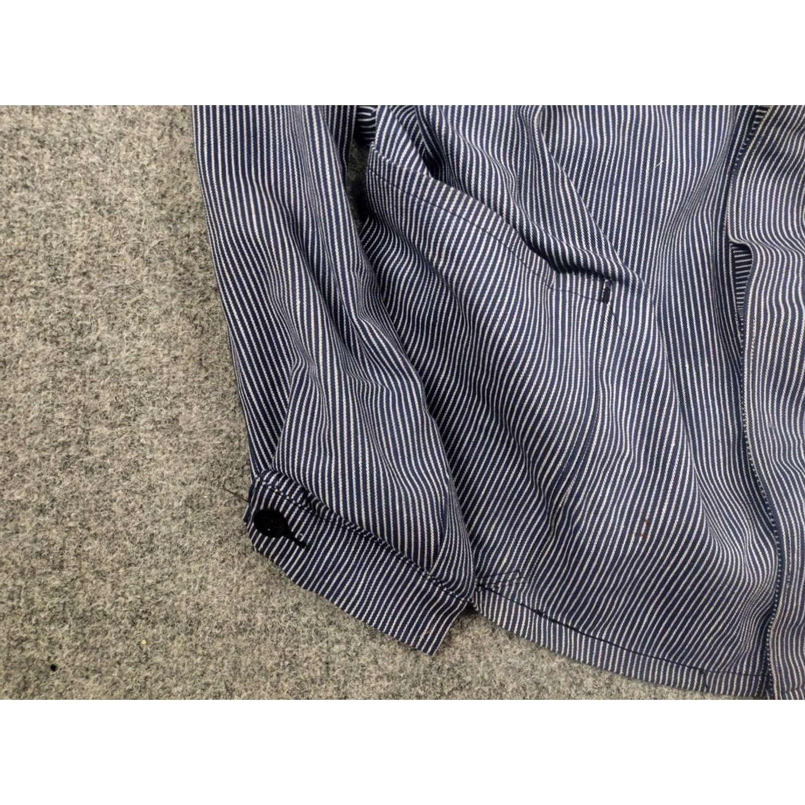 Vintage VINTAGE sanforized France Cotton Blue Canvas Chore Jacket - 1960s Deadstock Striped Pocket Workwear L Men’s Blues Decade 1960s Size US L / EU 52-54 / 3 - 7 Thumbnail
