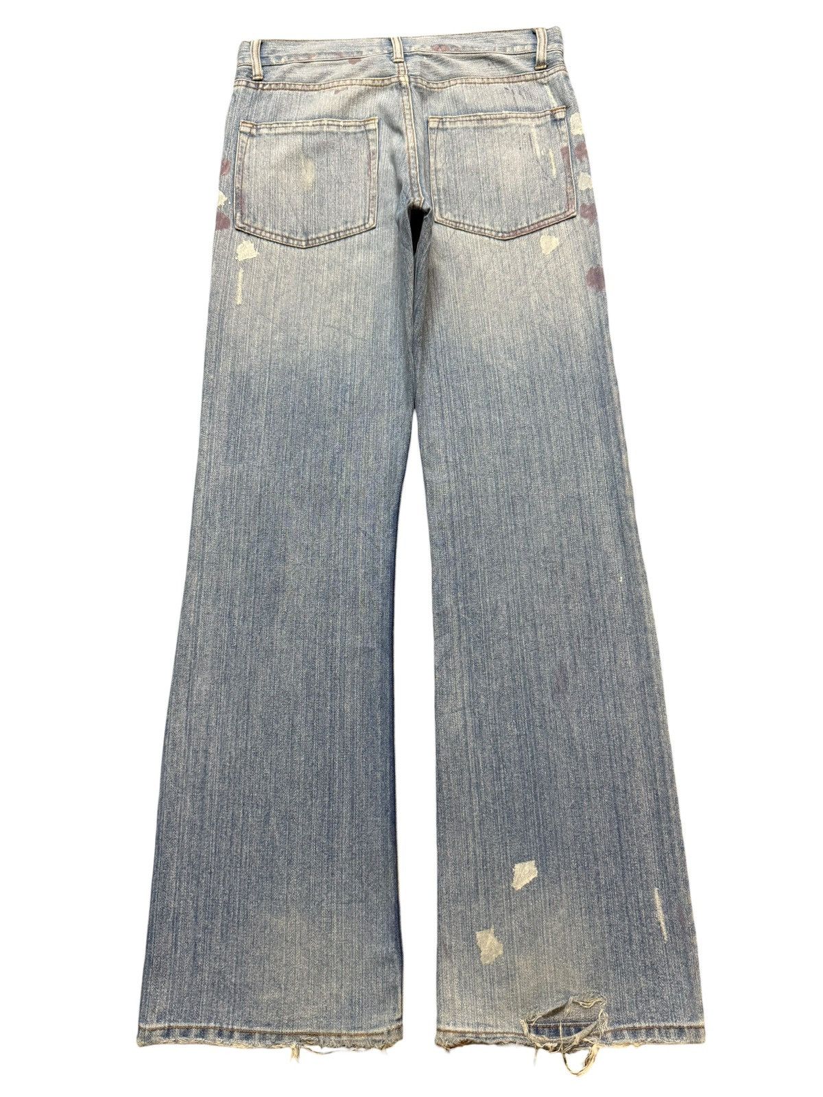 14th Addiction Vintage 90s Japanese Nylaus Blue Faded Wash Painted Wide Leg Size US 31 - 2 Thumbnail