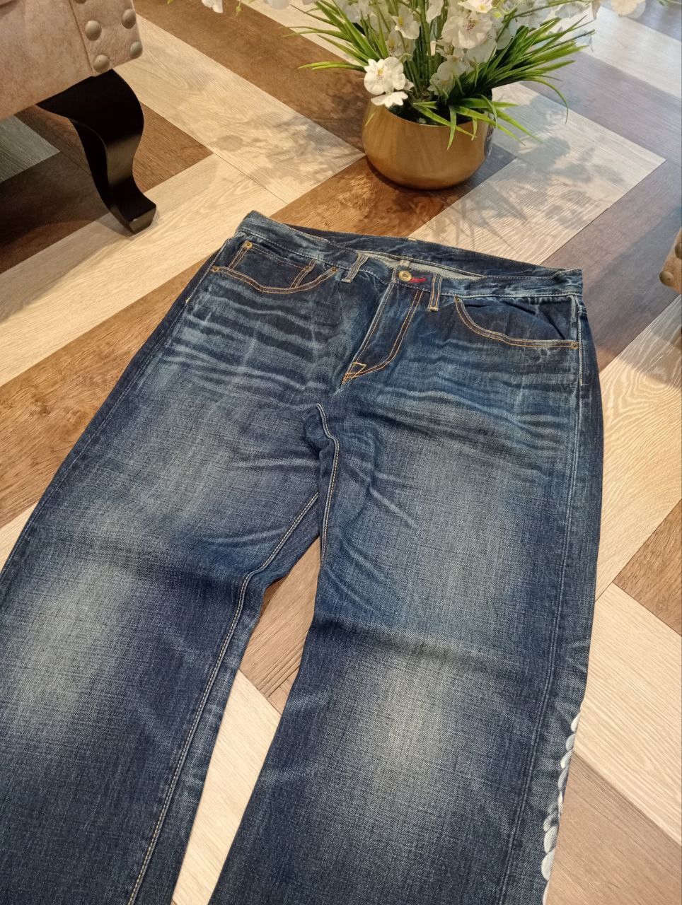 Eternal ETERNAL JAPAN DRAGON BLUE DENIM SUKAJAN PANTS Size US 34 / EU 50 - 4 Thumbnail