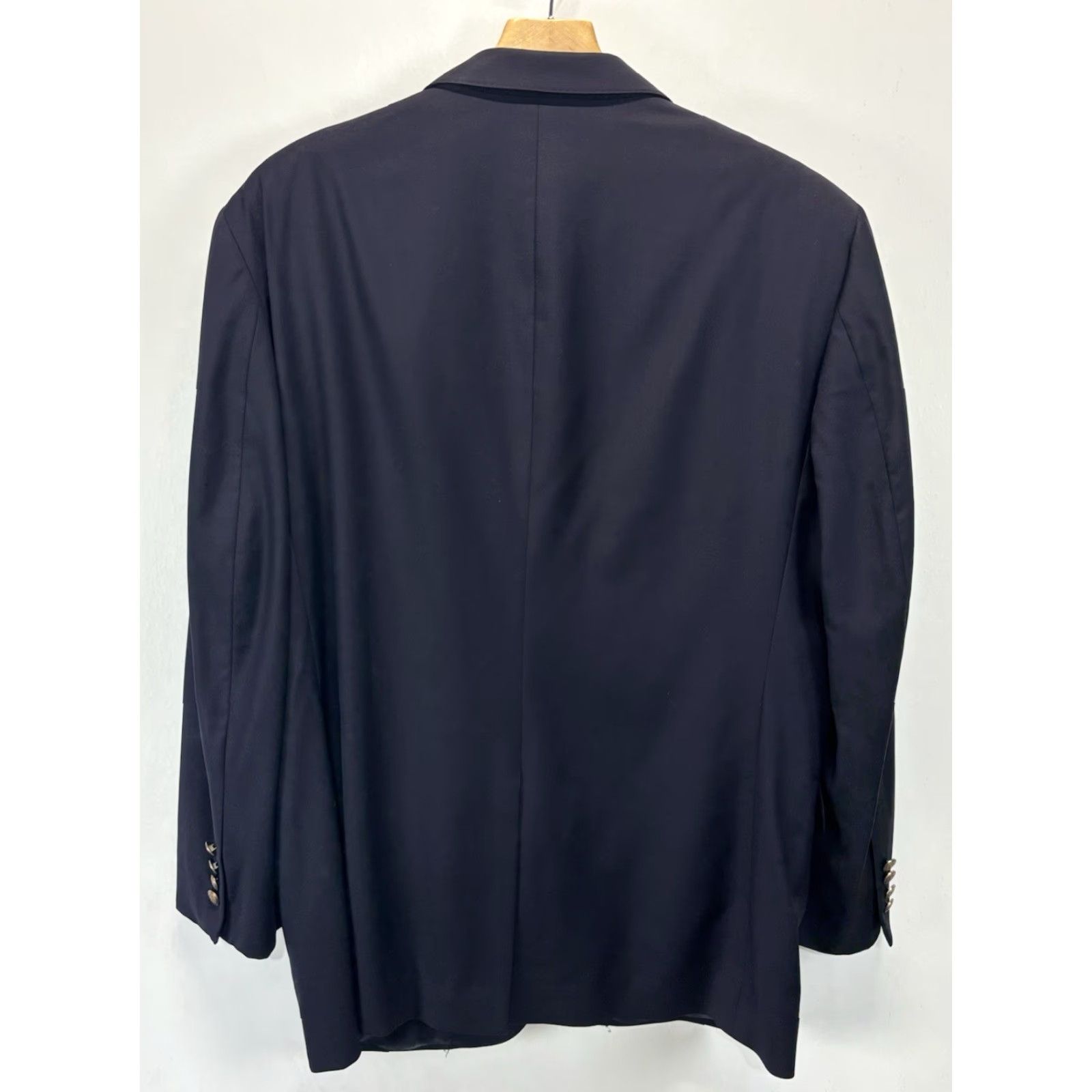 Jos. A. Bank VINTAGE Jos A Bank Signature Gold Wool Blazer Sport Coat Men 44R Navy Solid Business Party Classic Two-Button Size 44R - 2 Thumbnail